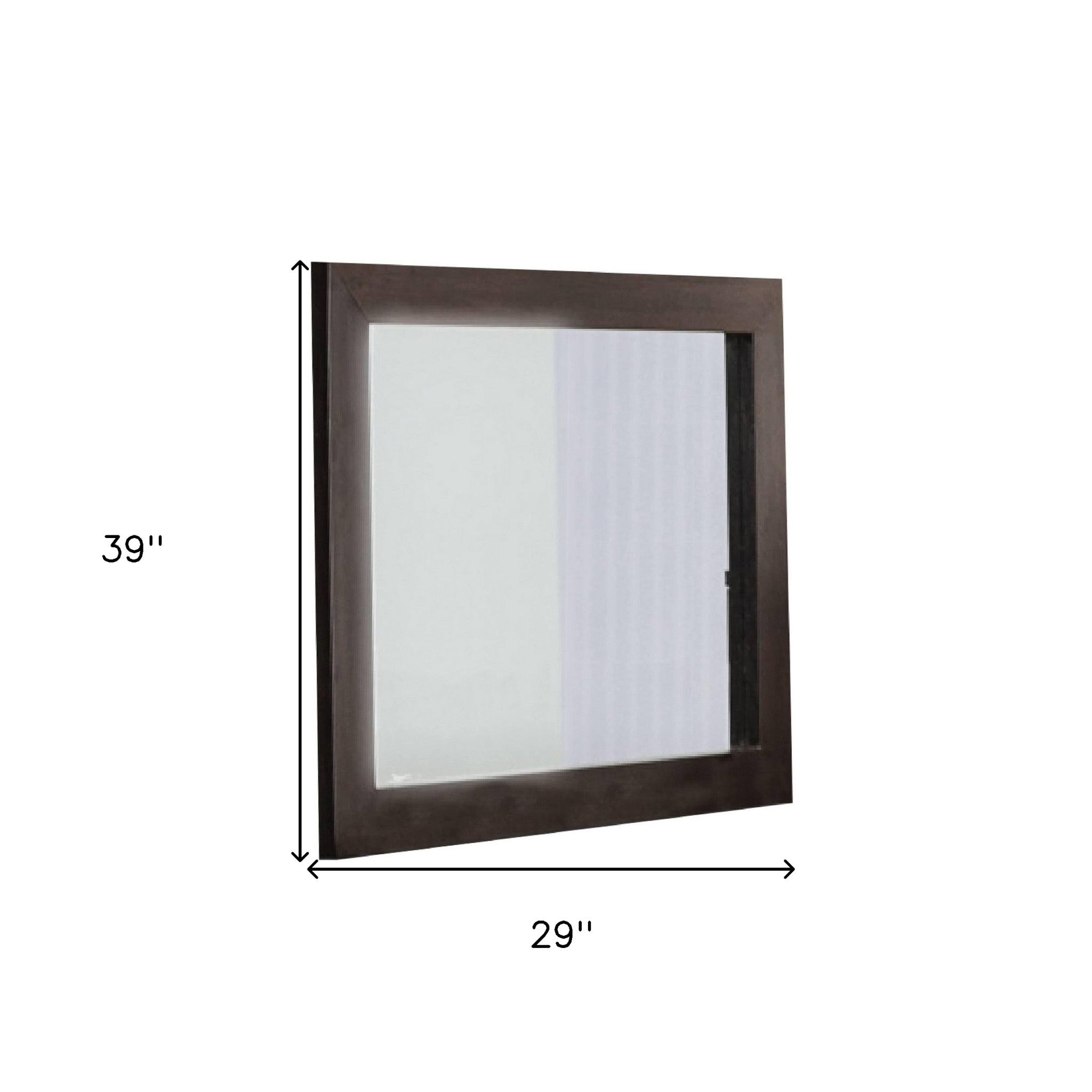 39-inch Wenge MDF and Glass Mirror with a sleek ebony finish, framed in high-quality MDF, showcasing a flat surface for clear reflections.