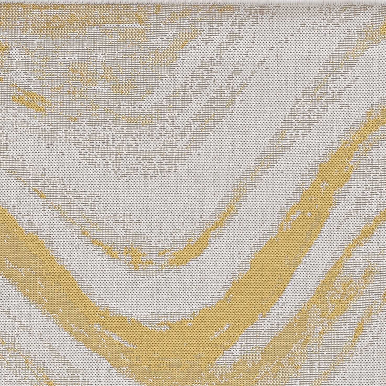 3x4 inches Ivory or Gold Polypropylene Area Rug with textured patterns, suitable for indoor and outdoor use.