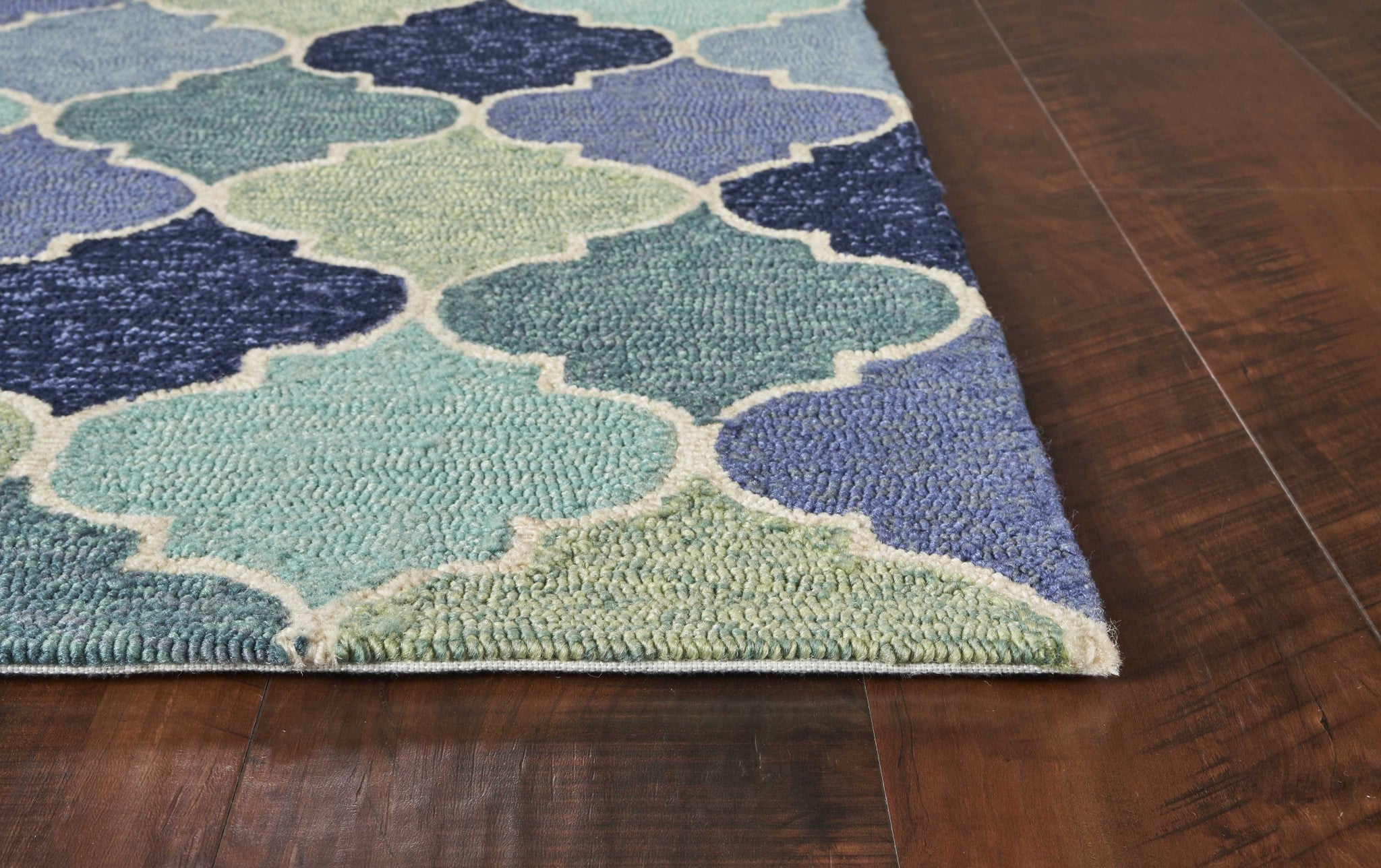 3x5 Blue Trellis UV Treated Area Rug showcasing elegant design and vibrant colors, suitable for indoor and outdoor use.