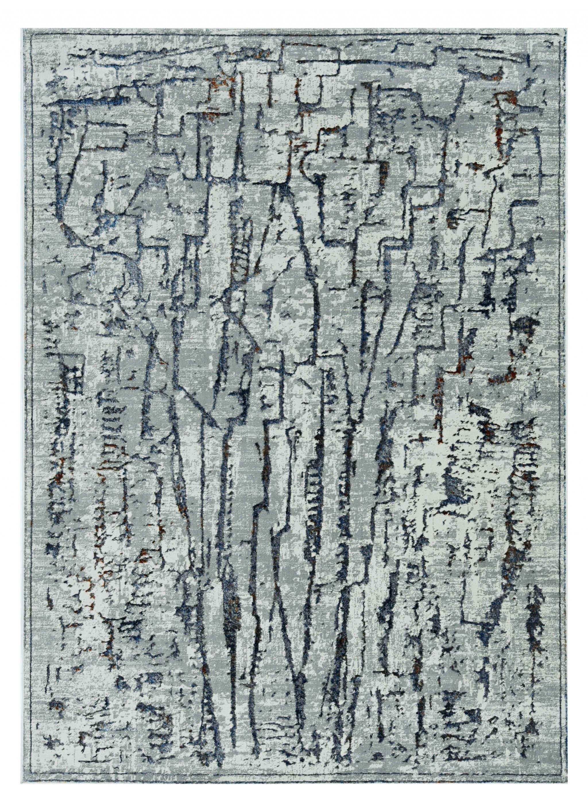 3 inches x 5 inches Grey Abstract Lines Area Rug with metallic highlights, showcasing a modern design suitable for various interior styles.