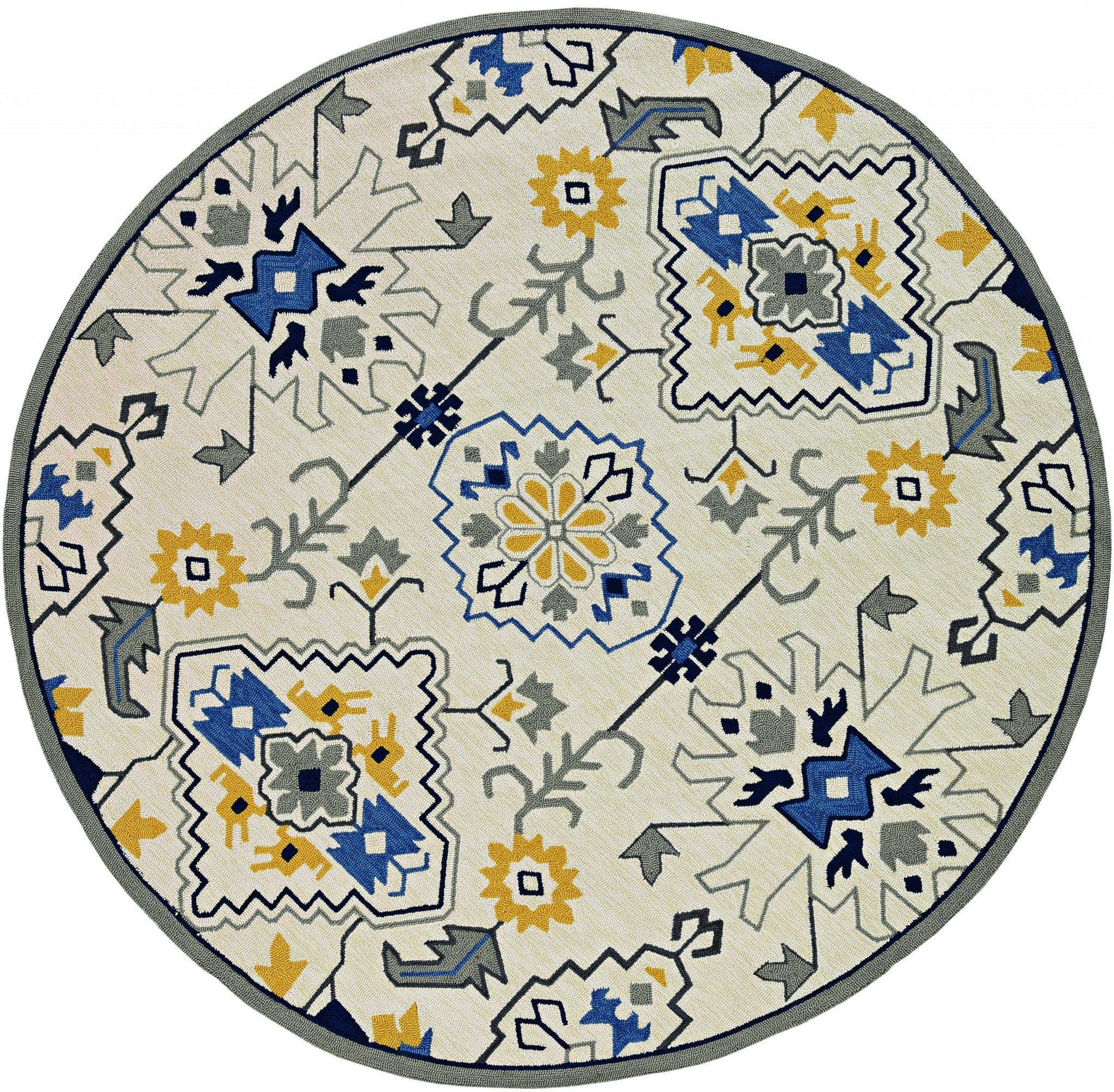 3x5 inches ivory mosaic floral area rug with intricate floral design, perfect for indoor and outdoor use.