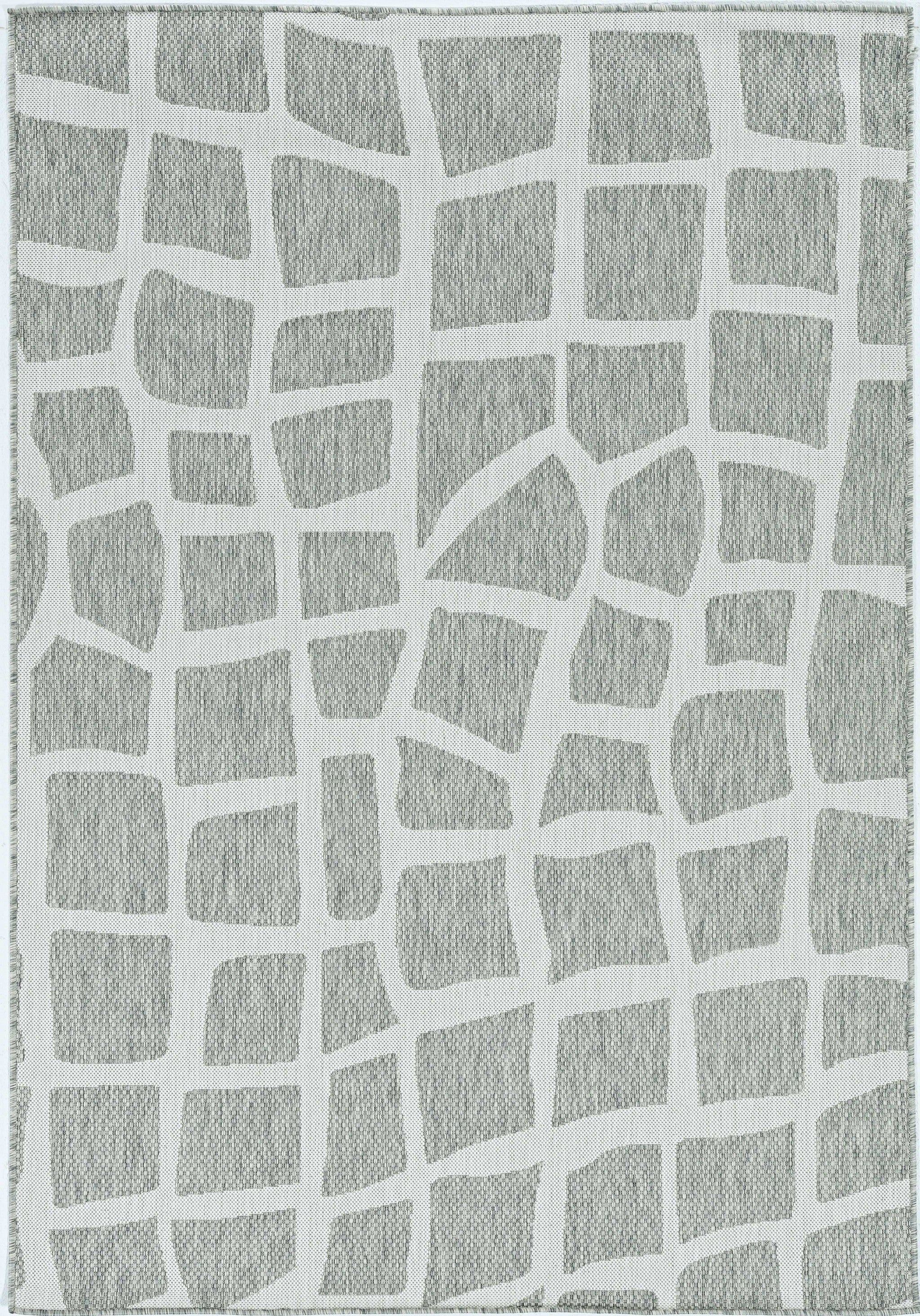 3x5 inches ivory and grey polypropylene area rug, showcasing its contemporary design and low pile height.