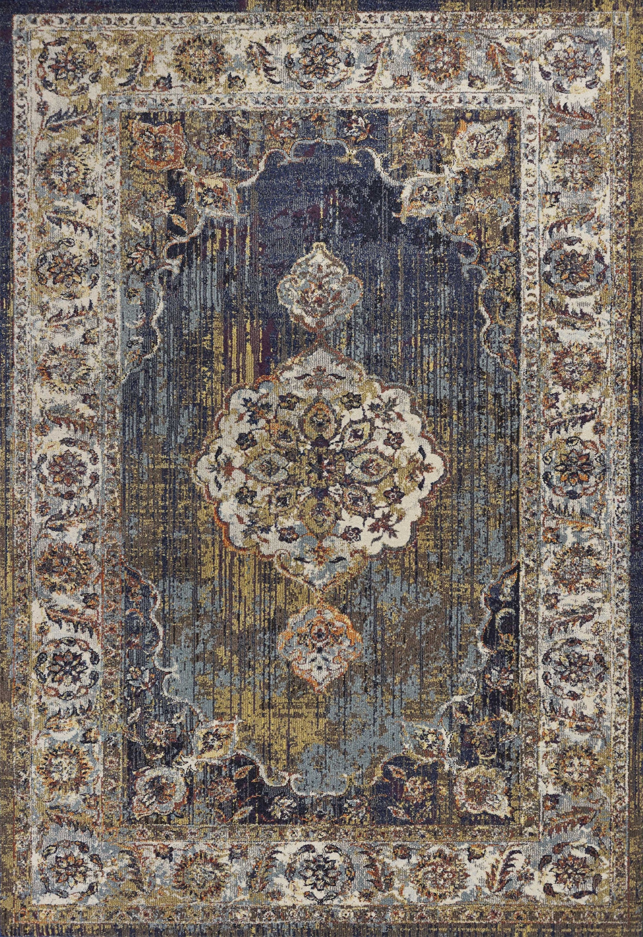 3 inches x 5 inches navy traditional bordered area rug with intricate design, perfect for enhancing home decor.