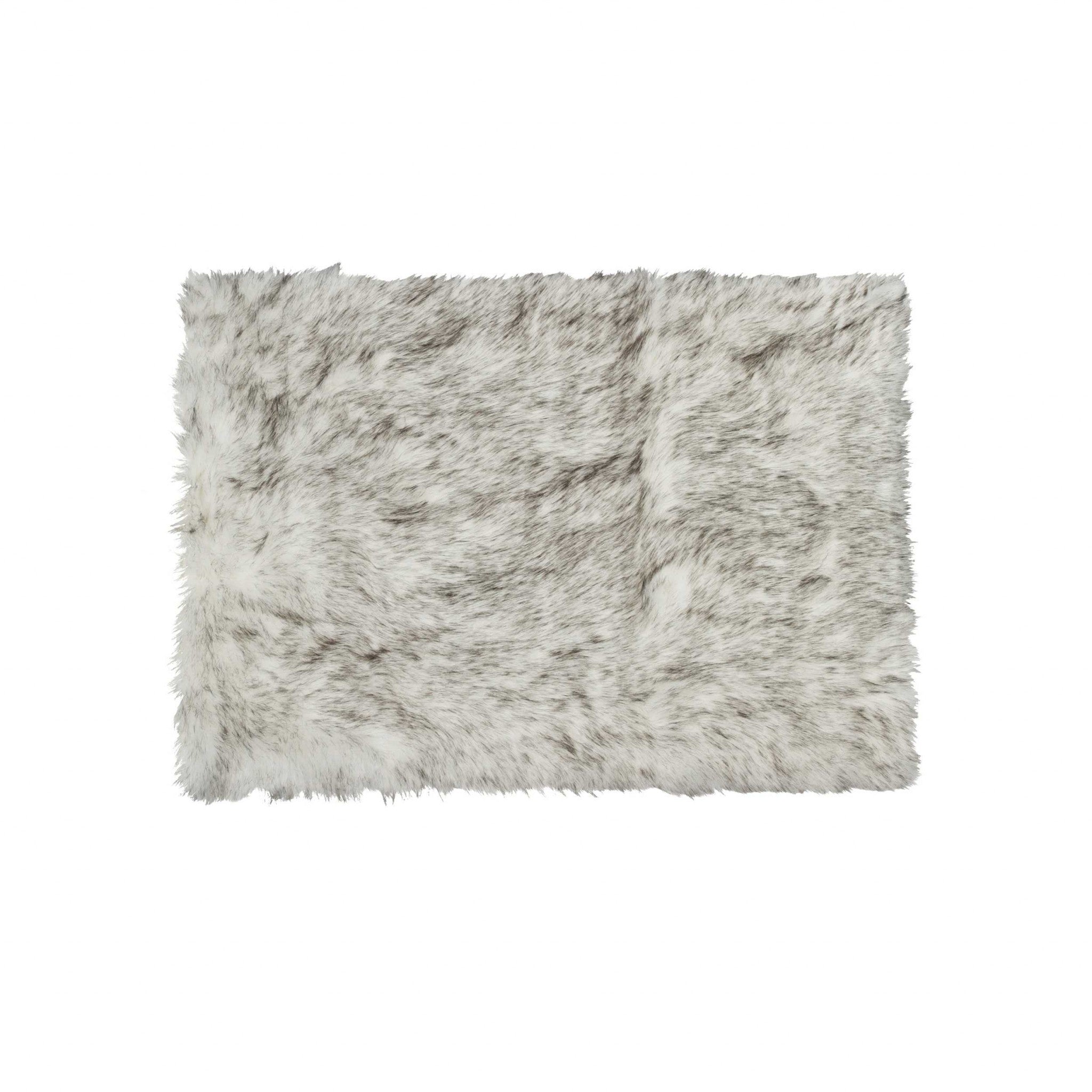 3inches x 5inches Ombre Gray Faux Fur area rug with plush texture and gradient gray design, perfect for home decor.