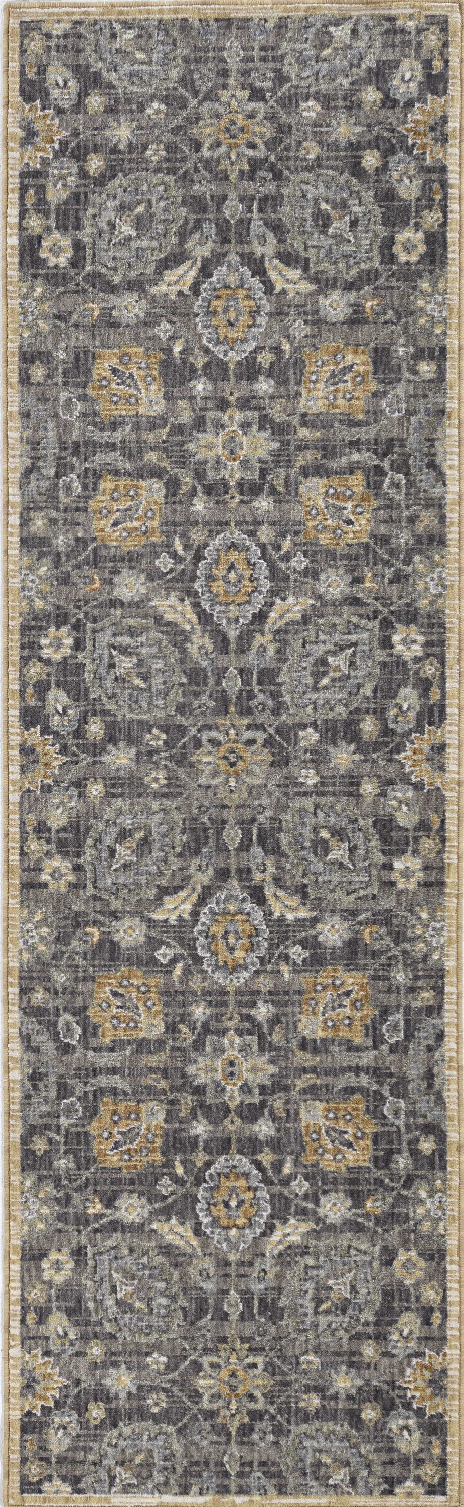 3x5 taupe floral vine bordered wool indoor area rug, showcasing intricate floral patterns and soft wool texture.