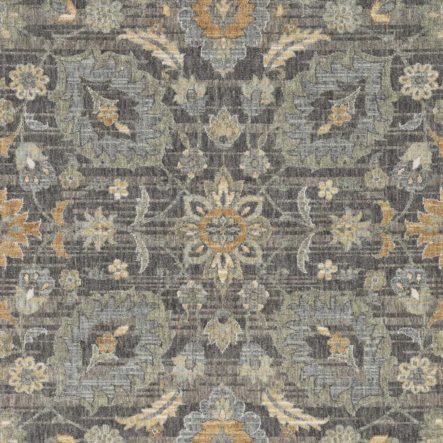 3x5 taupe floral vine bordered wool indoor area rug, showcasing intricate floral patterns and soft wool texture.