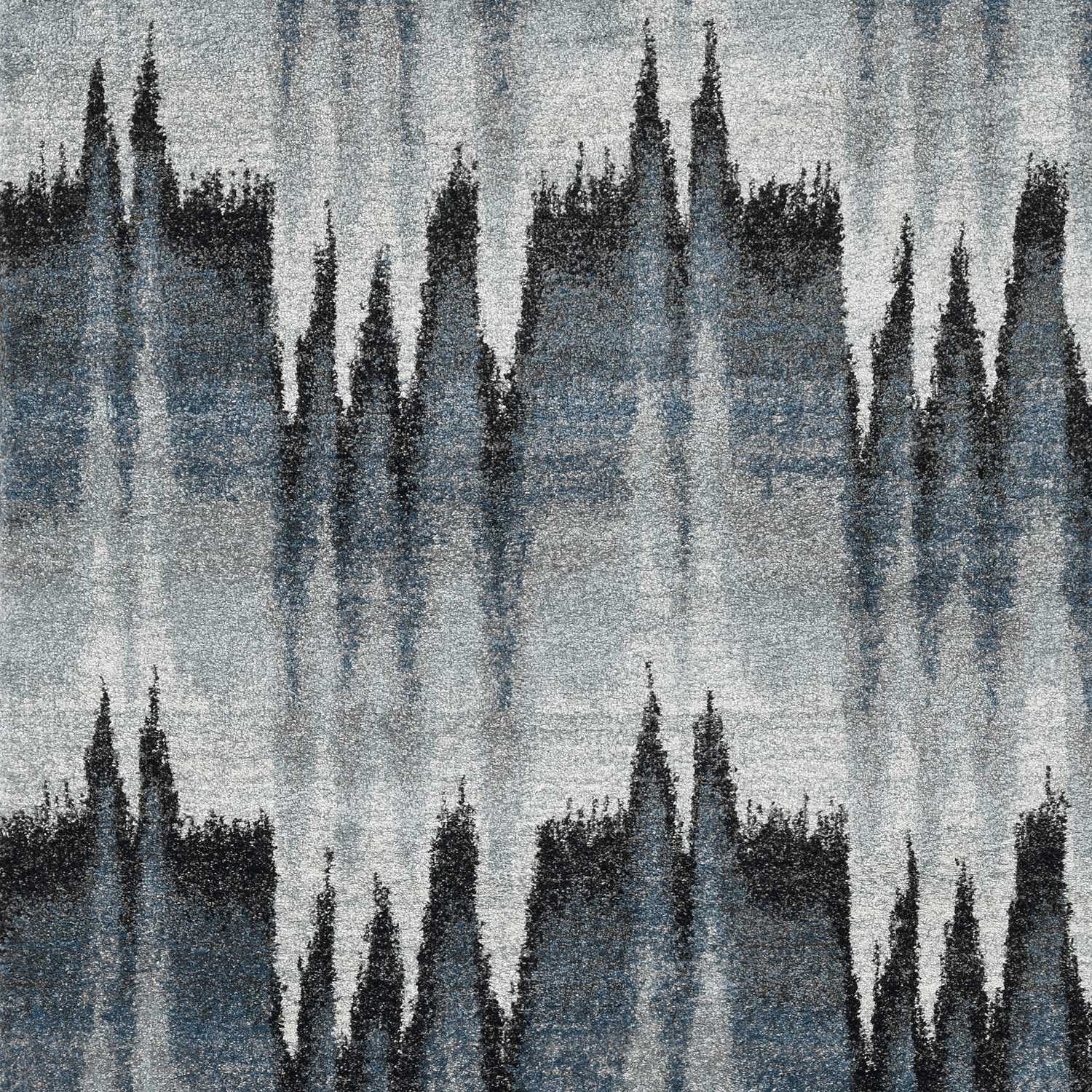 3x5 Blue Ivory Machine Woven Abstract Pulse Area Rug with plush texture and contemporary design.