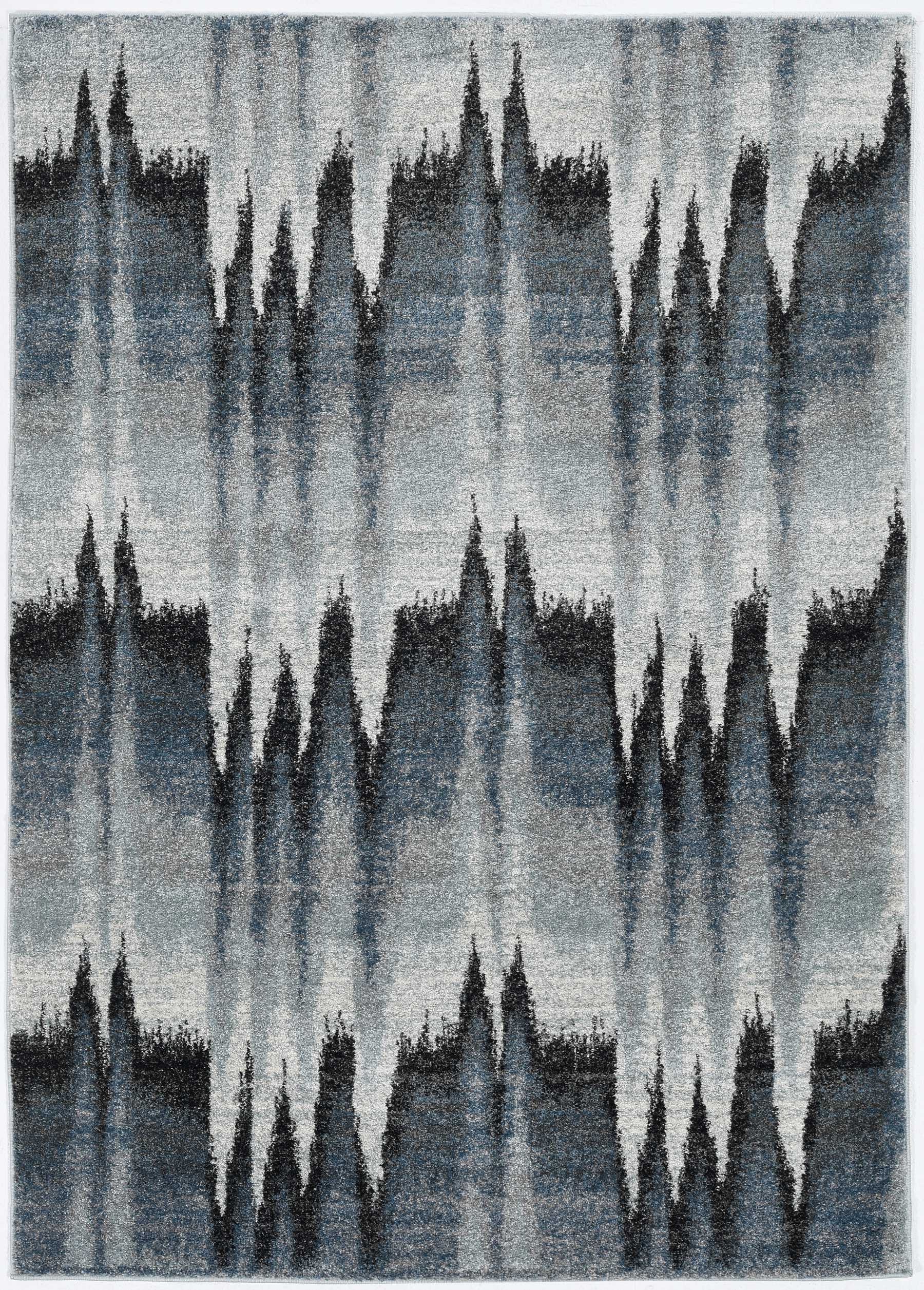 3x5 Blue Ivory Machine Woven Abstract Pulse Area Rug with plush texture and contemporary design.