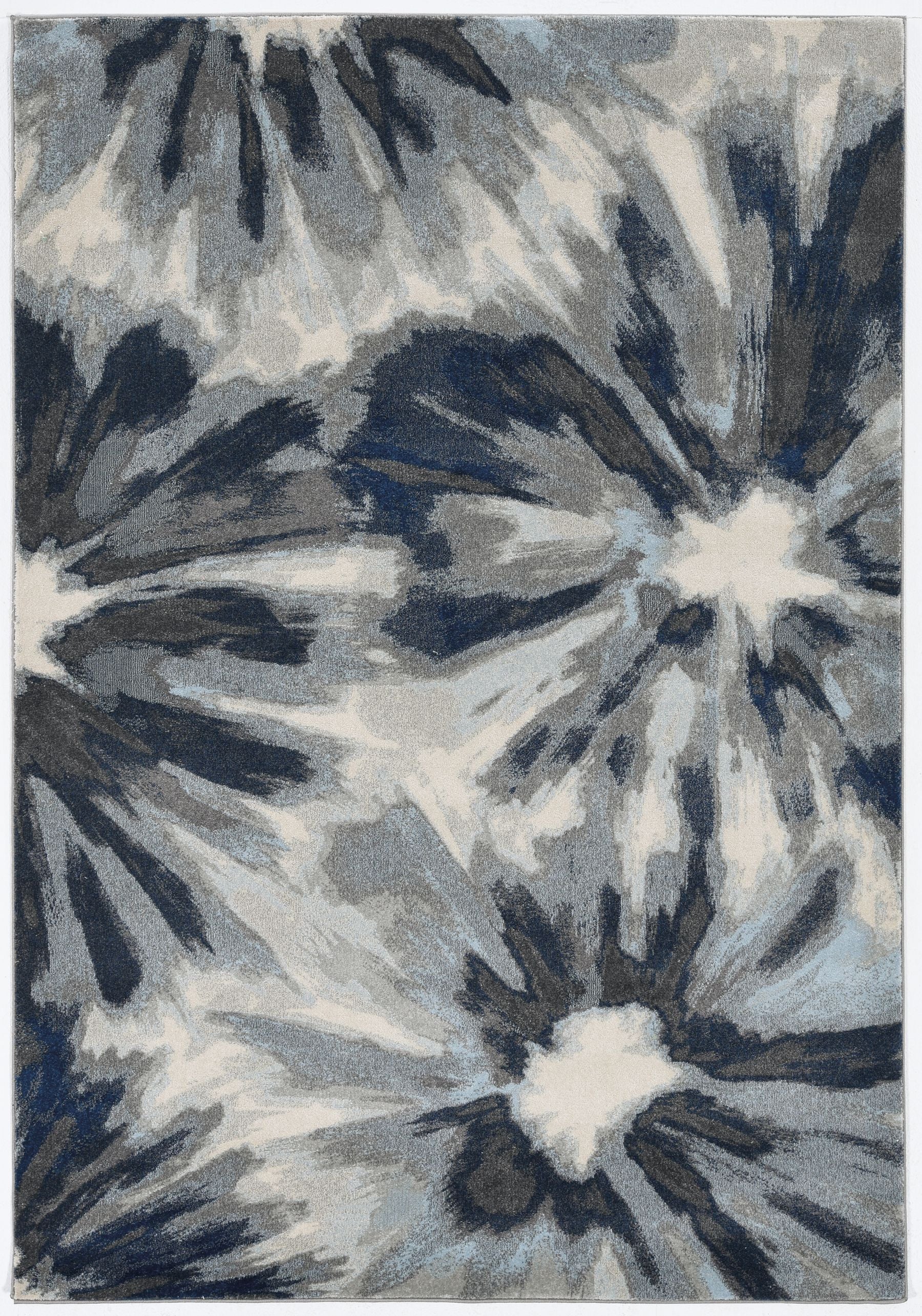 3x5 inches ivory blue machine woven oversized floral indoor area rug featuring vibrant floral patterns and a soft texture.