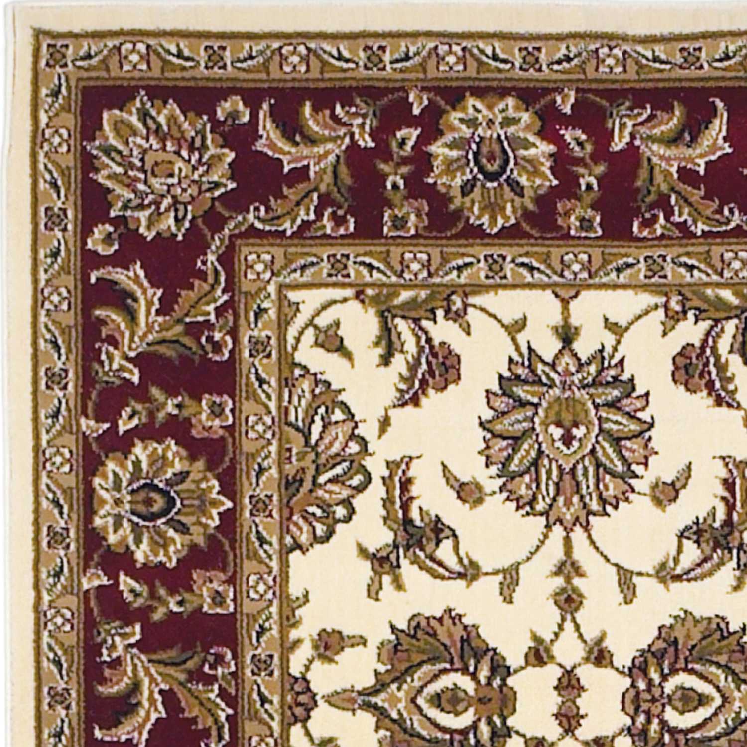 3x5 inches ivory red machine woven floral traditional indoor area rug showcasing intricate floral patterns and rich colors.