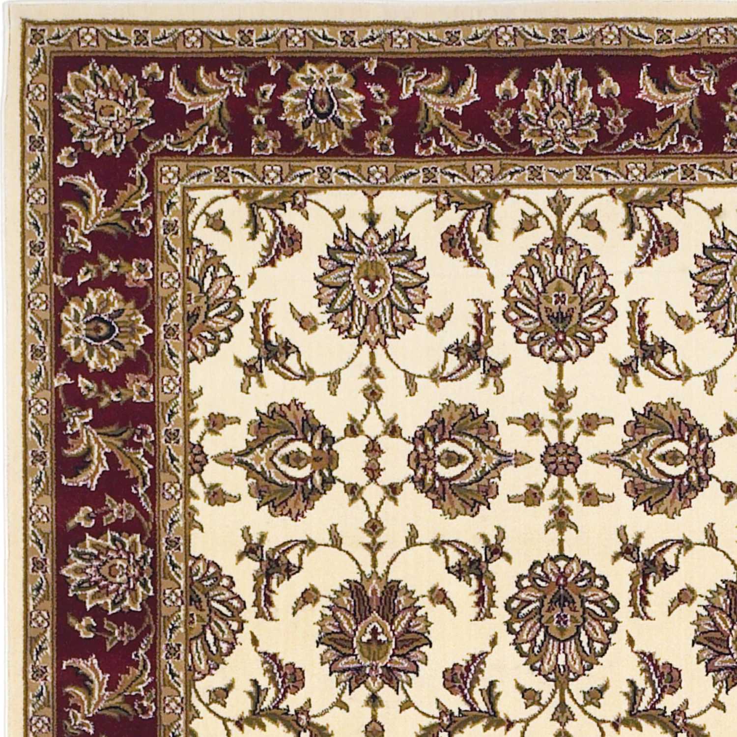 3x5 inches ivory red machine woven floral traditional indoor area rug showcasing intricate floral patterns and rich colors.