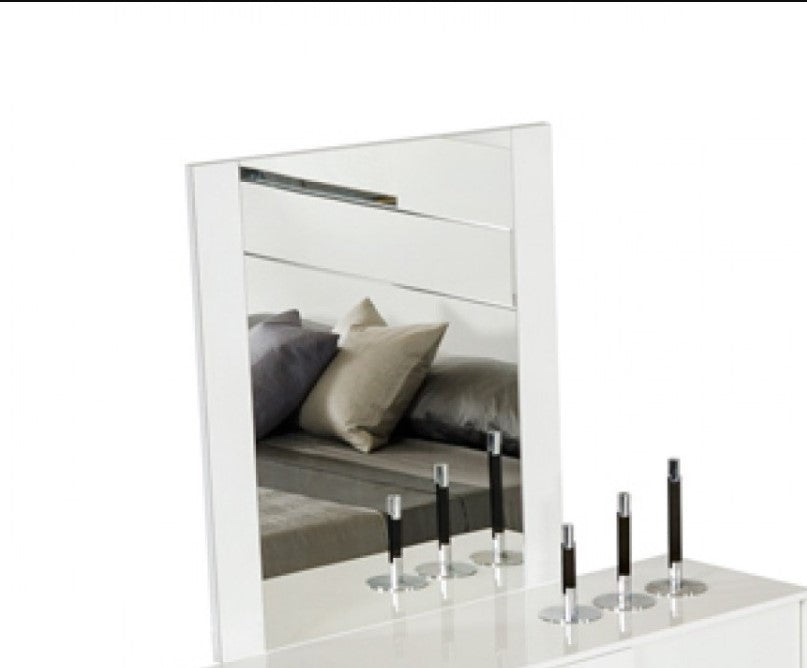 A stylish 41-inch white MDF and glass mirror with a sleek rectangular design, perfect for enhancing home decor in living rooms or hallways.