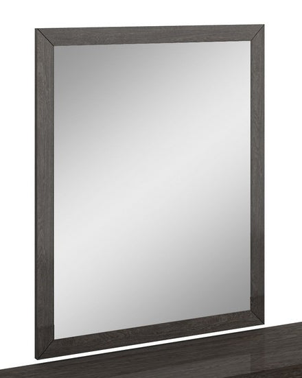 A stylish 43-inch refined grey high gloss mirror with a modern design, showcasing its sleek rectangular shape and high-quality finish.