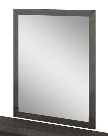 A stylish 43-inch refined grey high gloss mirror with a modern design, showcasing its sleek rectangular shape and high-quality finish.