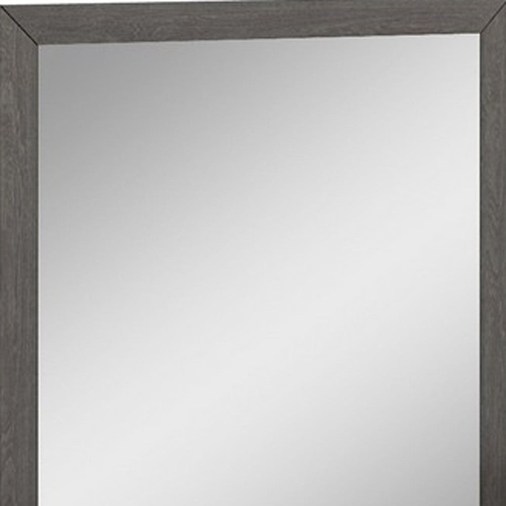 A stylish 43-inch refined grey high gloss mirror with a modern design, showcasing its sleek rectangular shape and high-quality finish.