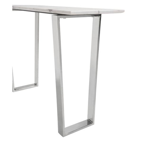 A stylish 47.2" Atlas Console table featuring a faux marble top and polished stainless steel base, perfect for modern interiors.