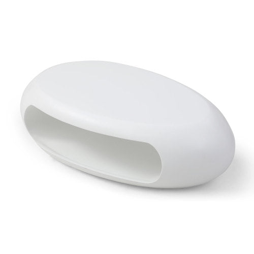 A sleek 47.24'' modern oval coffee table made of sturdy fiberglass, featuring a minimalist white design, perfect for living room decor.