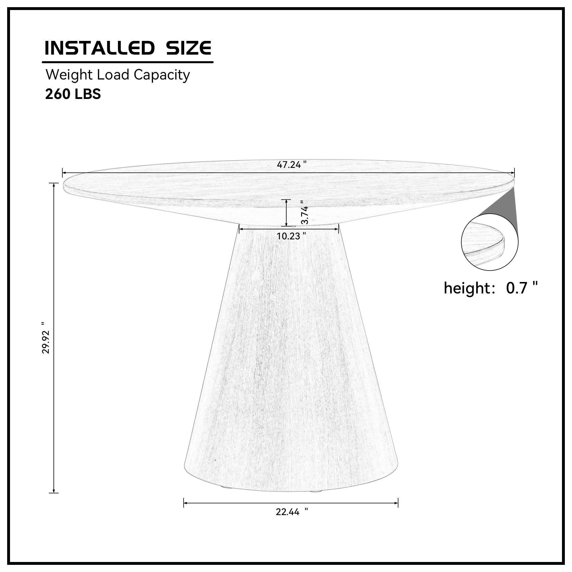 47.24-inch round modern dining table in walnut finish, showcasing a sleek MDF wood design suitable for various dining spaces.