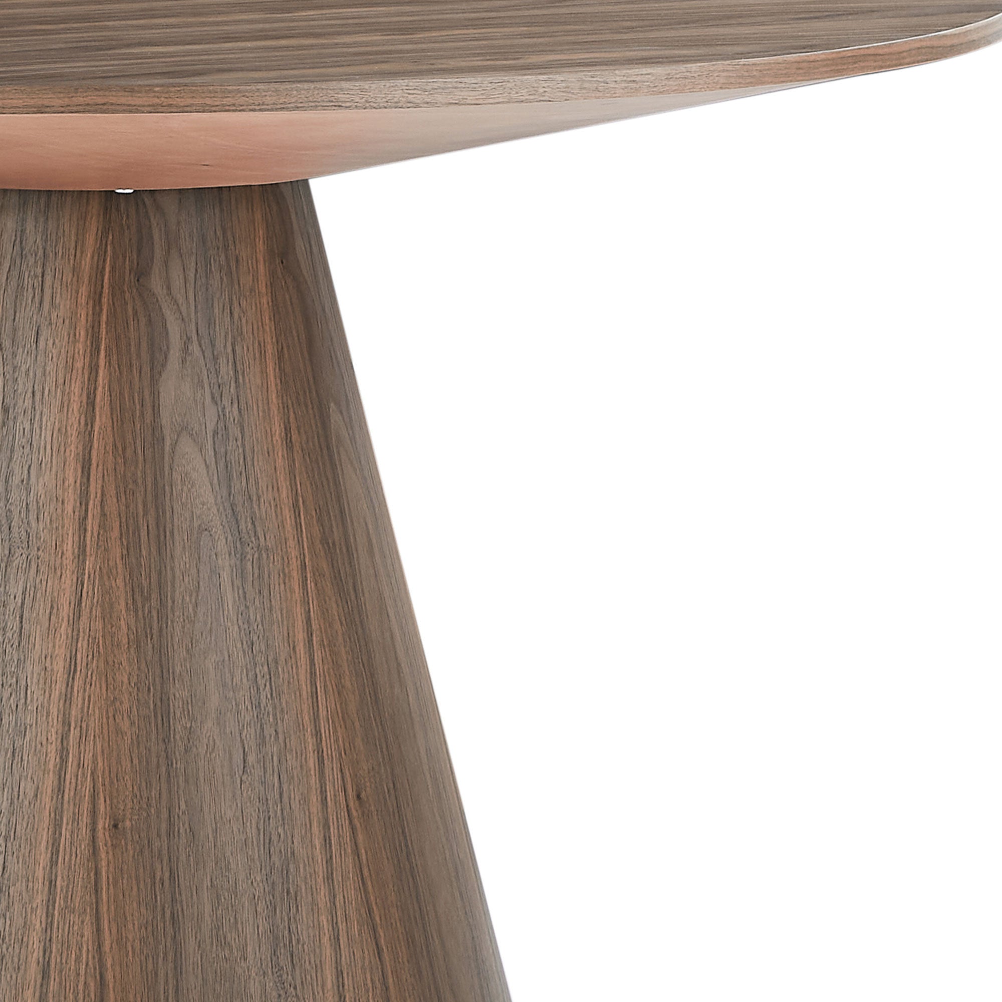 47.24-inch round modern dining table in walnut finish, showcasing a sleek MDF wood design suitable for various dining spaces.