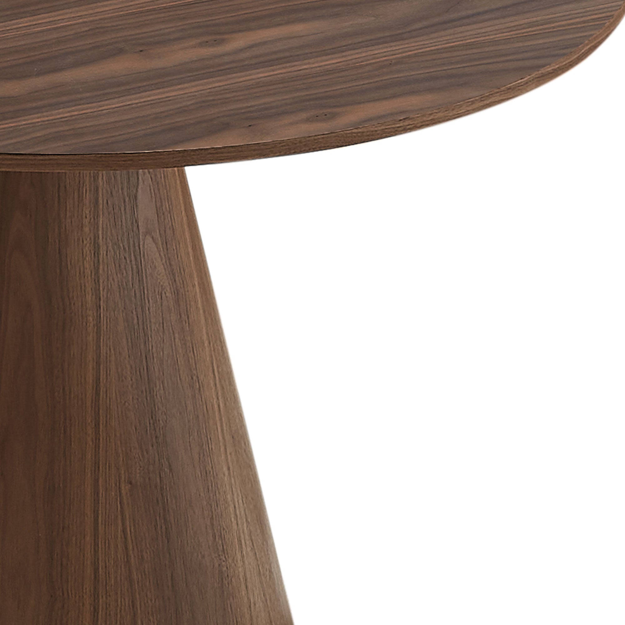 47.24-inch round modern dining table in walnut finish, showcasing a sleek MDF wood design suitable for various dining spaces.