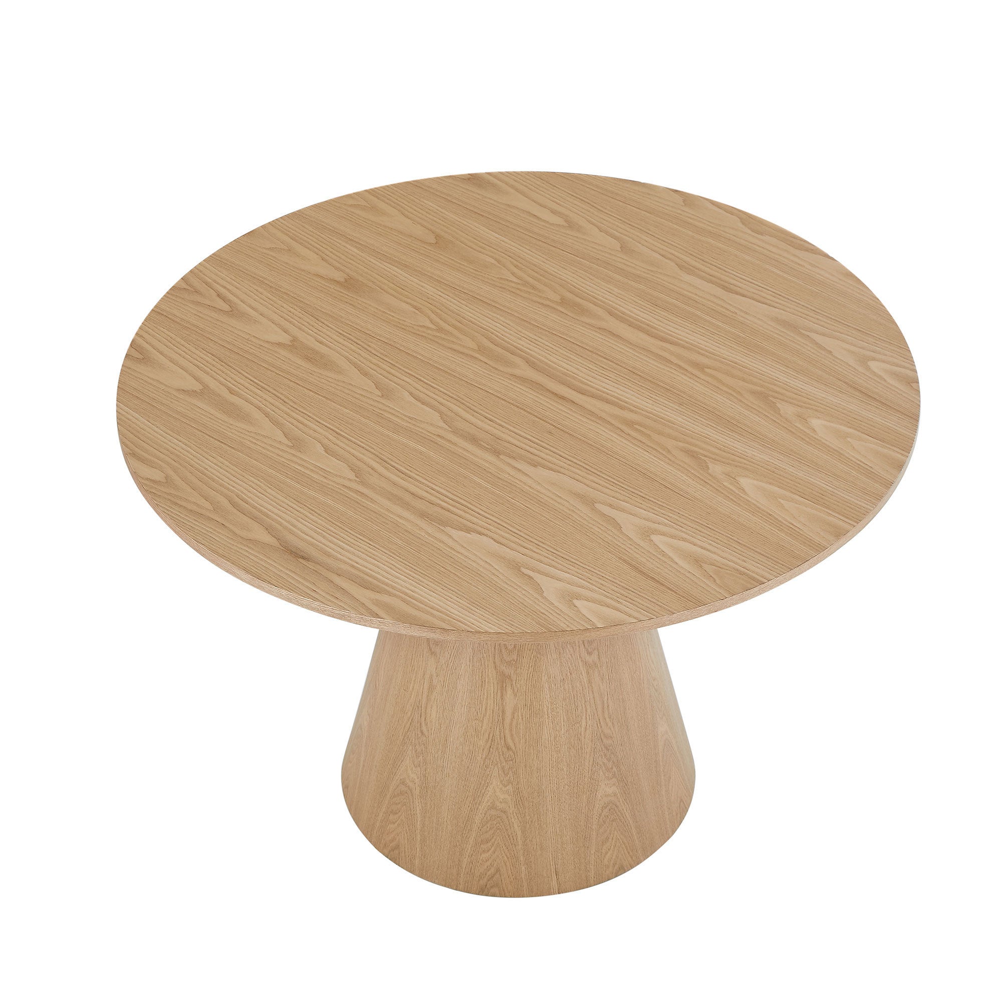 A stylish 47.24'' round wooden dining table made from hardwood solids, featuring a natural ash finish, perfect for dining rooms or kitchens.