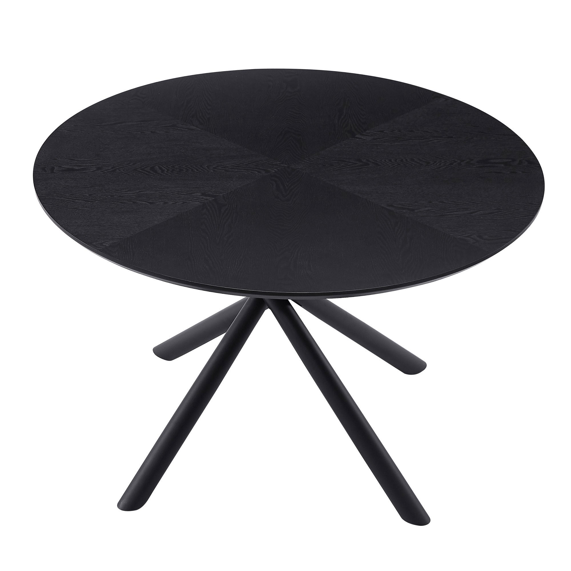 47.25'' Round MDF Coffee Table with Cross Legs in Black, showcasing a modern design suitable for any living space.