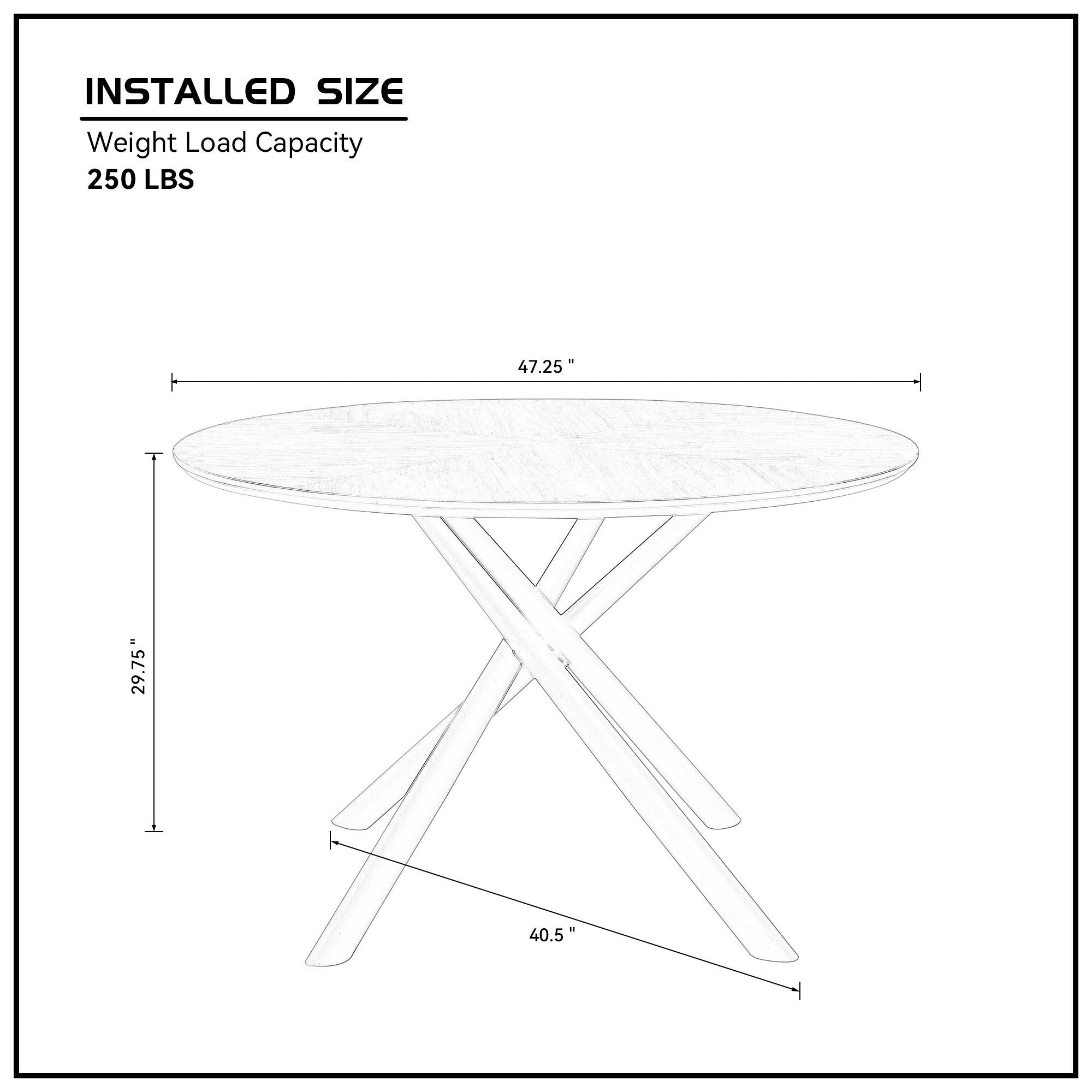 47.25'' Round MDF Coffee Table with Cross Legs in Black, showcasing a modern design suitable for any living space.