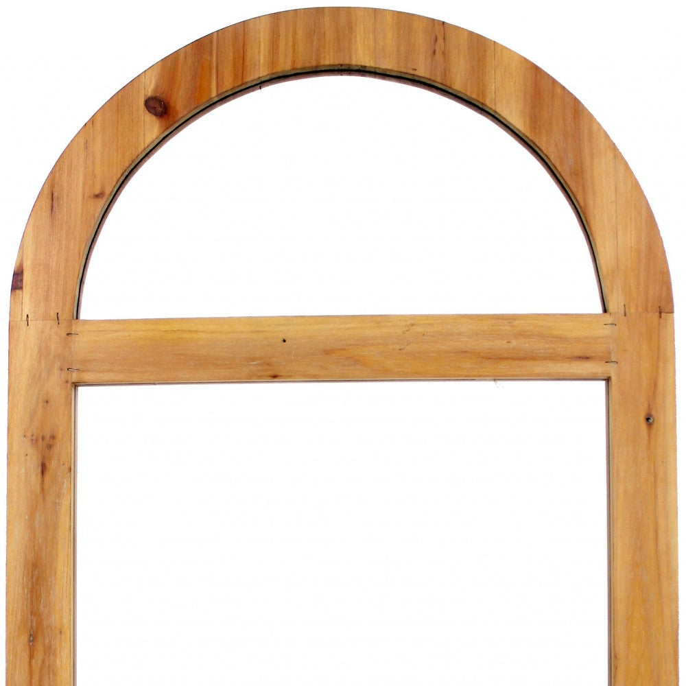 A rustic brown dressing mirror with a minimalist window frame design, showcasing natural wood texture and elegant craftsmanship, perfect for home decor.