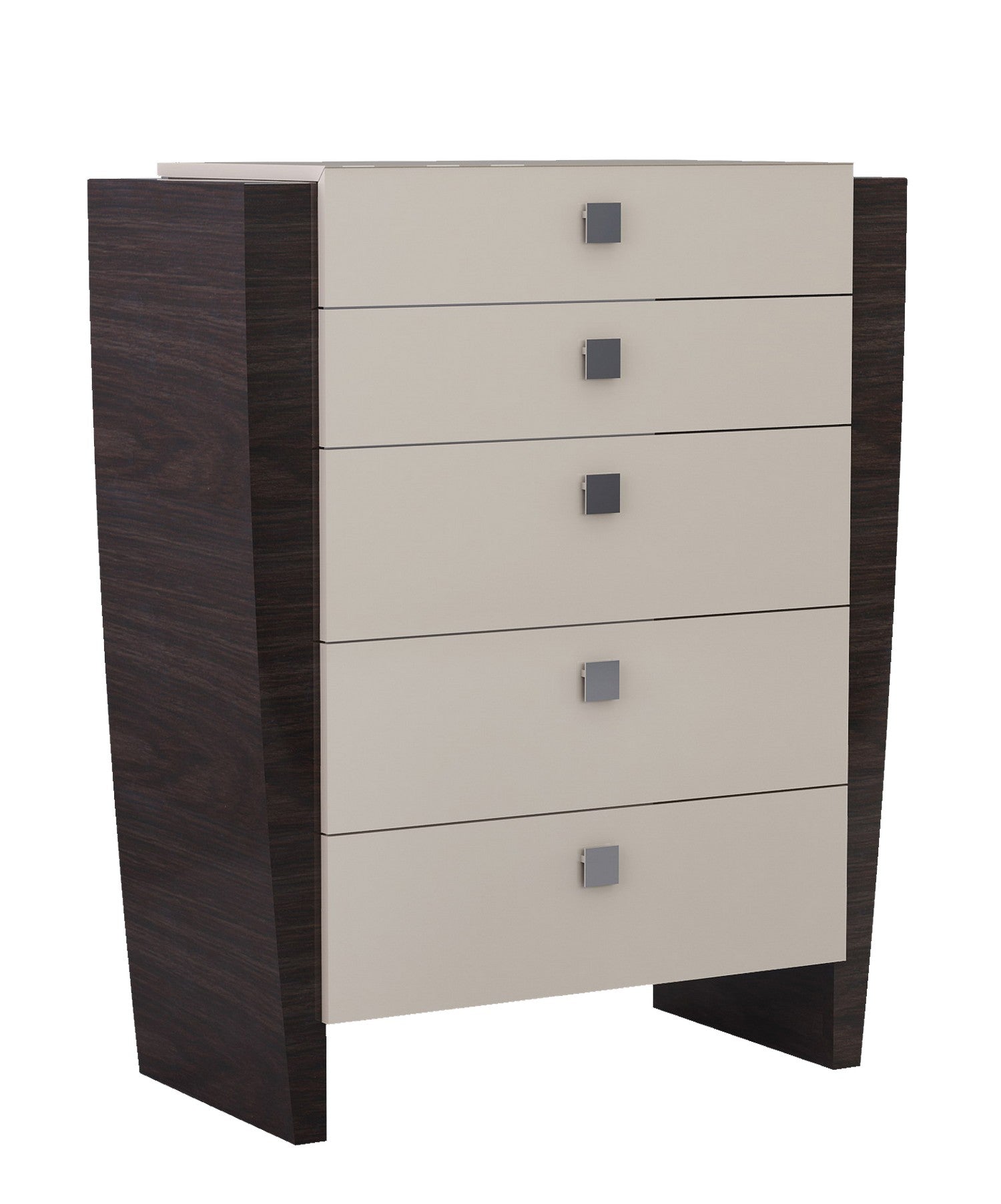 A stylish 48-inch Refined Beige High Gloss Chest with six drawers, showcasing a modern design and high gloss finish, perfect for bedroom or living room.