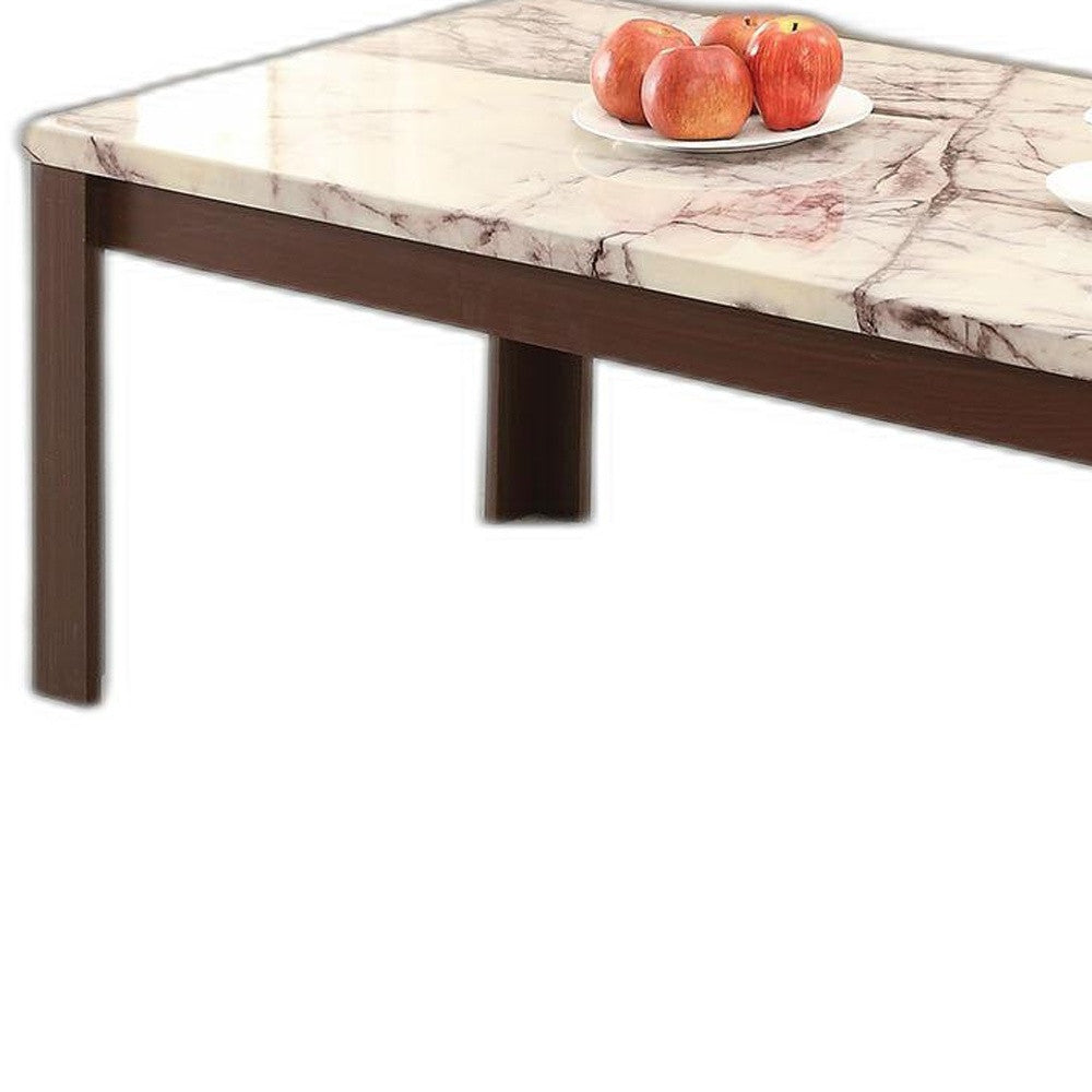 A stylish 3Pc coffee table set featuring faux marble tops and cherry wood legs, perfect for modern living rooms.