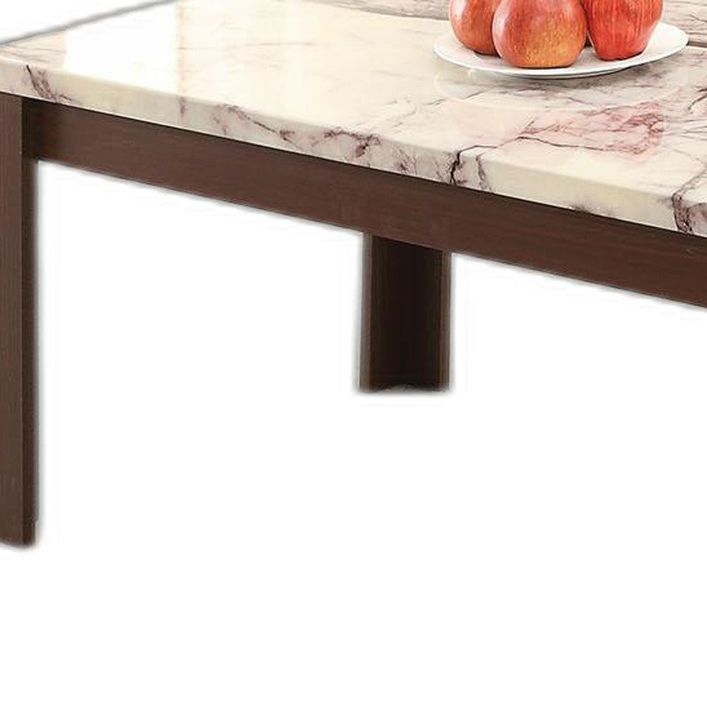 A stylish 3Pc coffee table set featuring faux marble tops and cherry wood legs, perfect for modern living rooms.