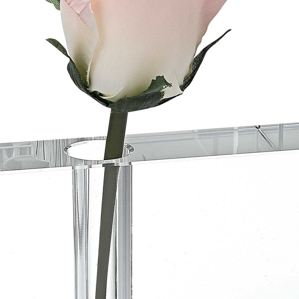 A beautifully handcrafted crystal bud vase, showcasing a clear, modern design, perfect for displaying flowers.