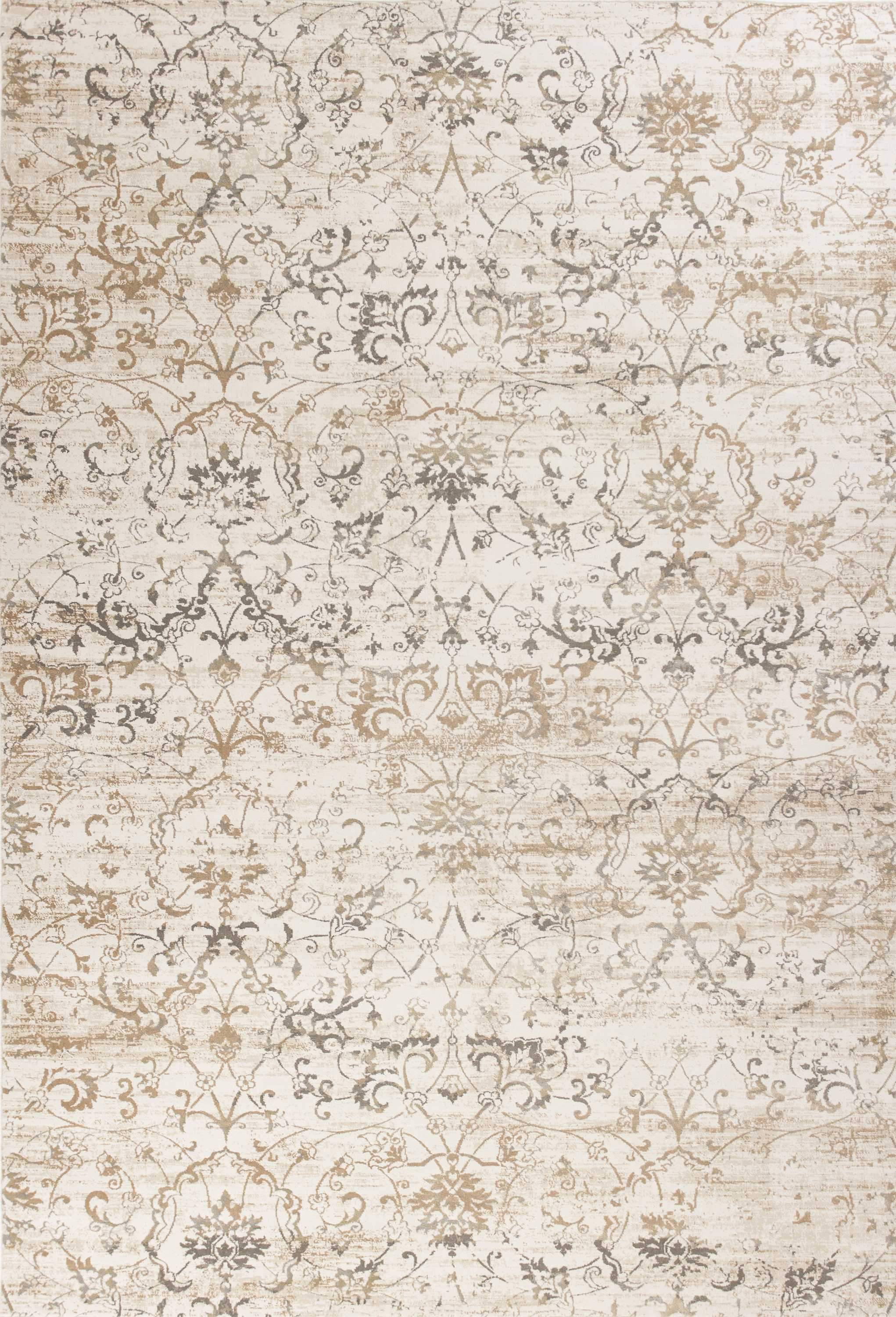 5' x 7' beige polypropylene area rug with metallic luster, showcasing elegant design and high-quality craftsmanship.