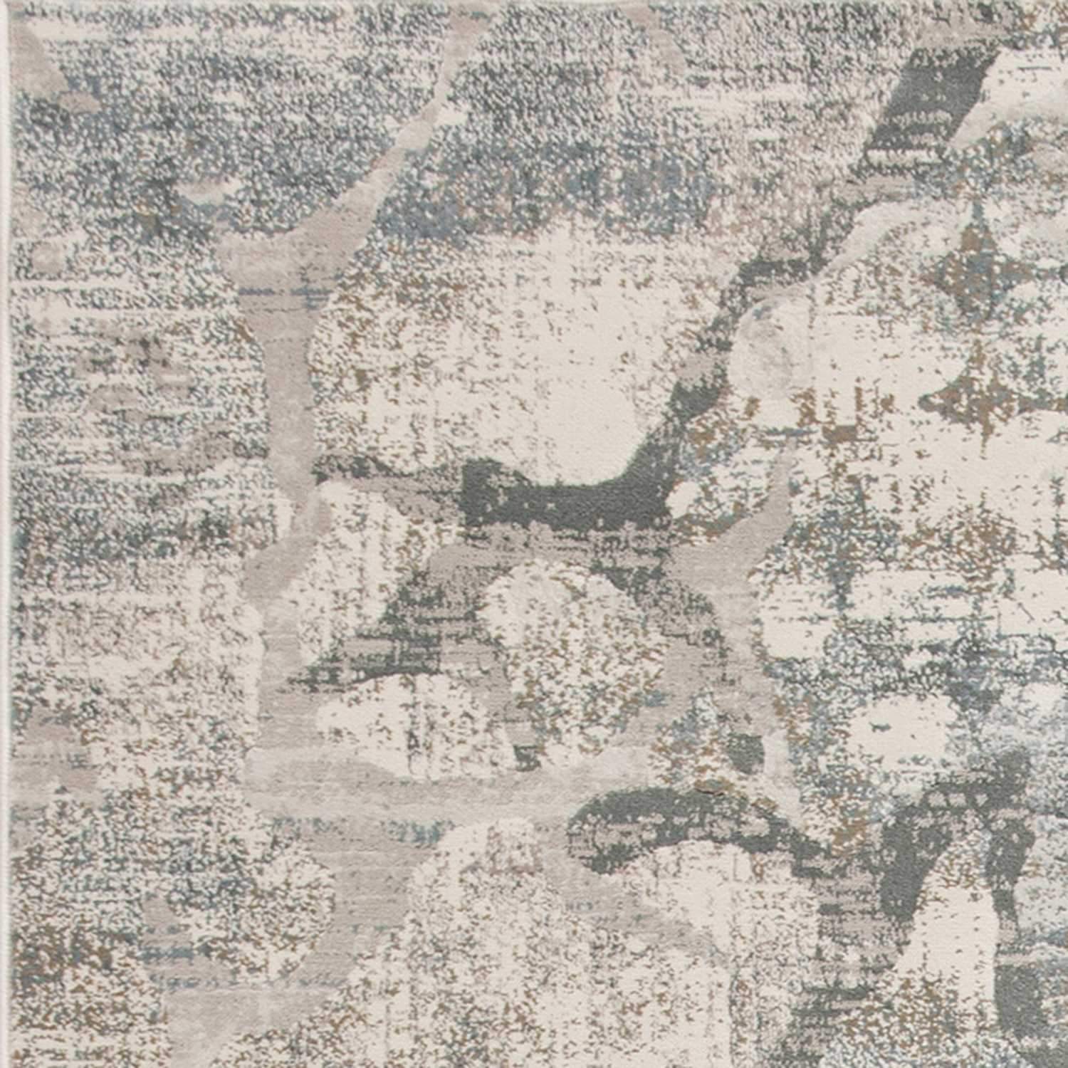 5' x 7' Polypropylene Ivory or Mist Area Rug featuring a metallic luster and elegant design, perfect for enhancing home decor.