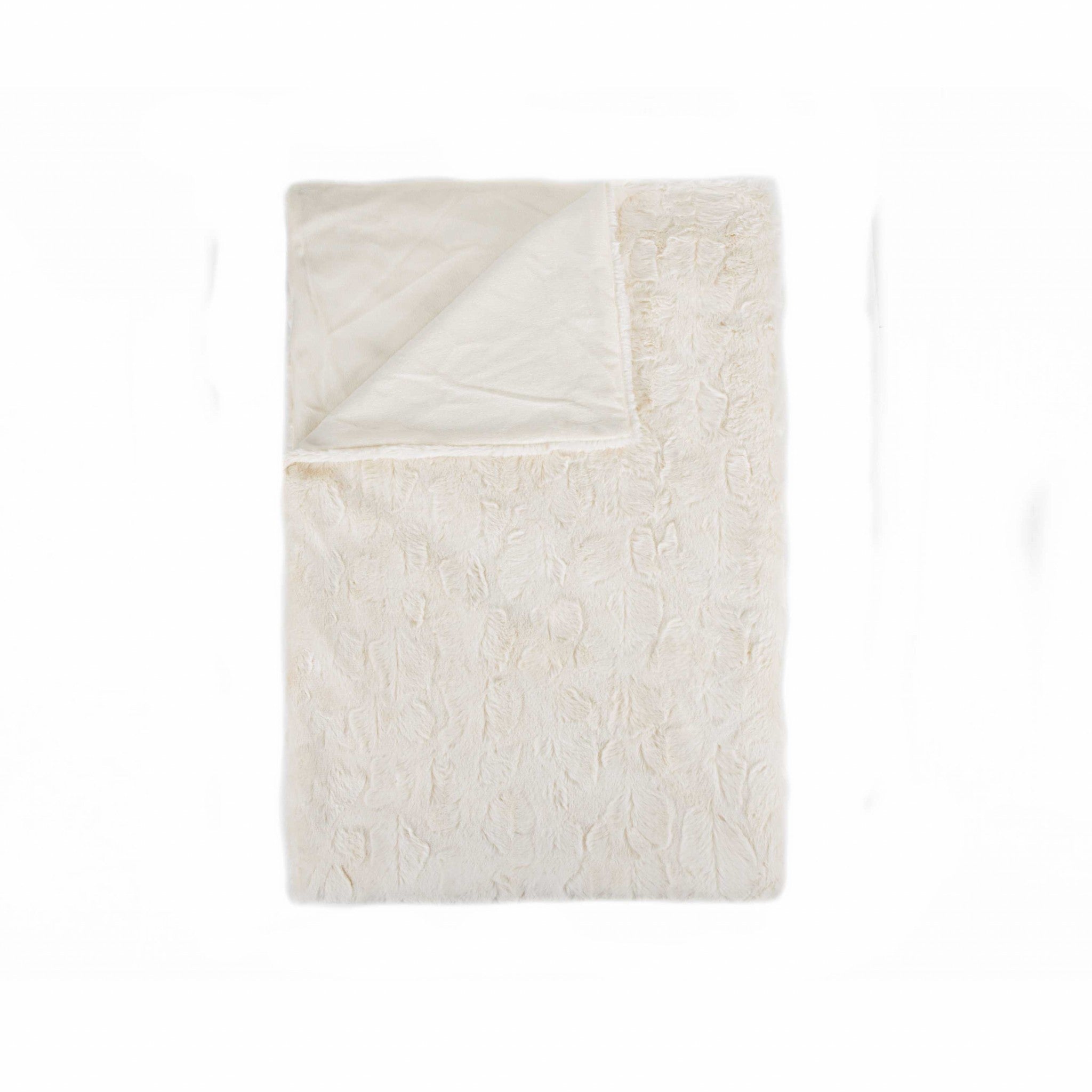 50x60 inches Reno Off White Fur Throw, showcasing its plush texture and elegant off-white color, perfect for home decor.