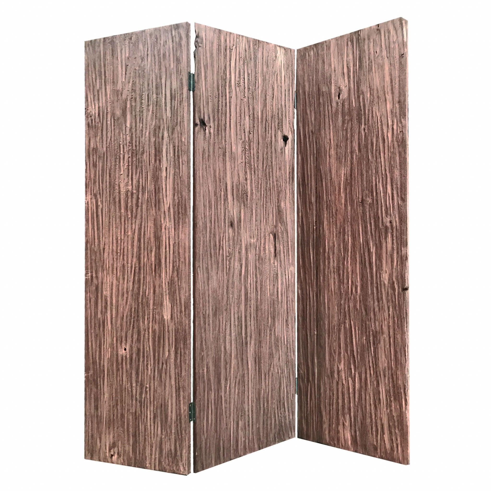 A beautiful 3-panel room divider featuring a brown wood finish with an intricate tree branch design, perfect for modern home decor.