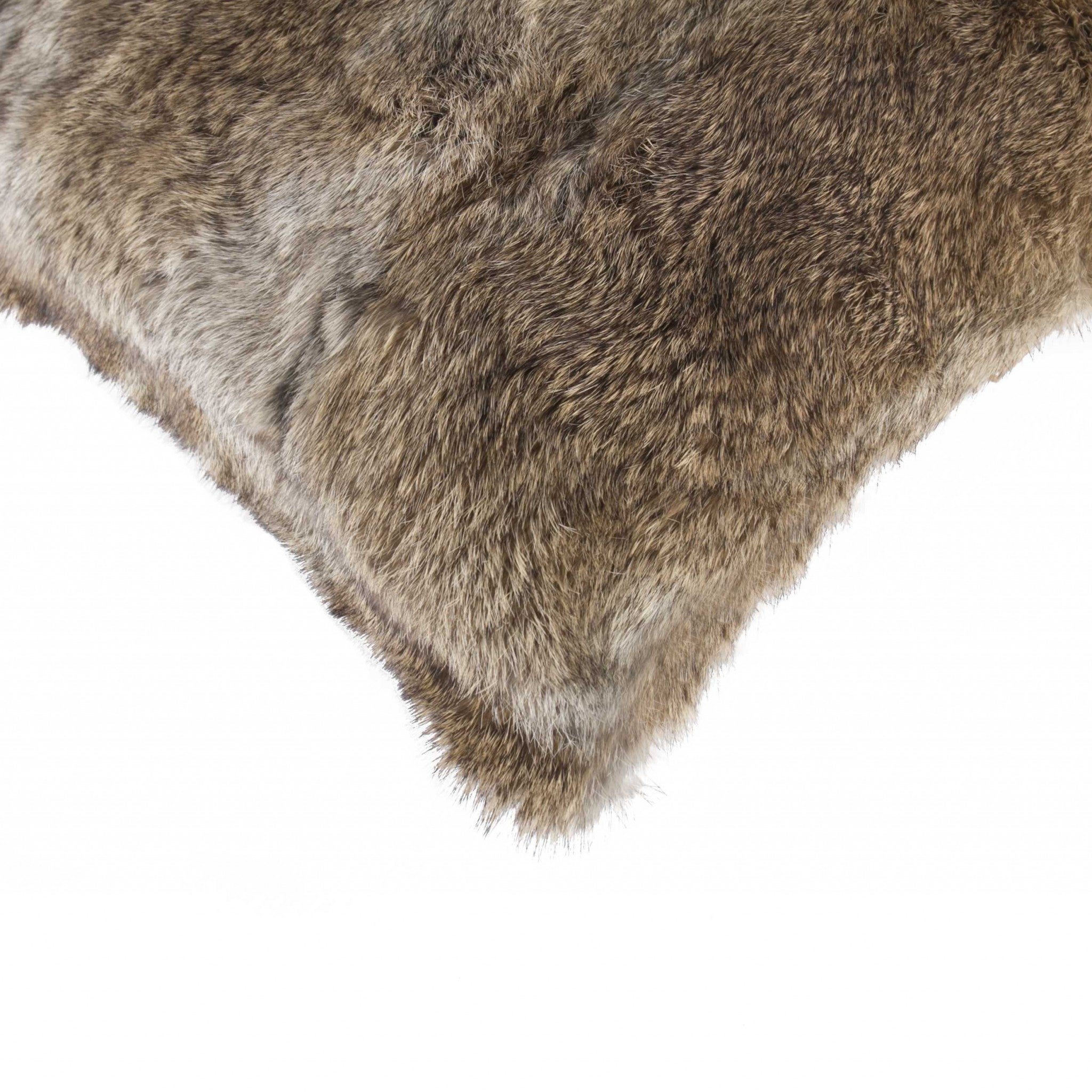 Luxurious 100% natural rabbit fur pillow in hazelnut color, showcasing its soft texture and elegant design.