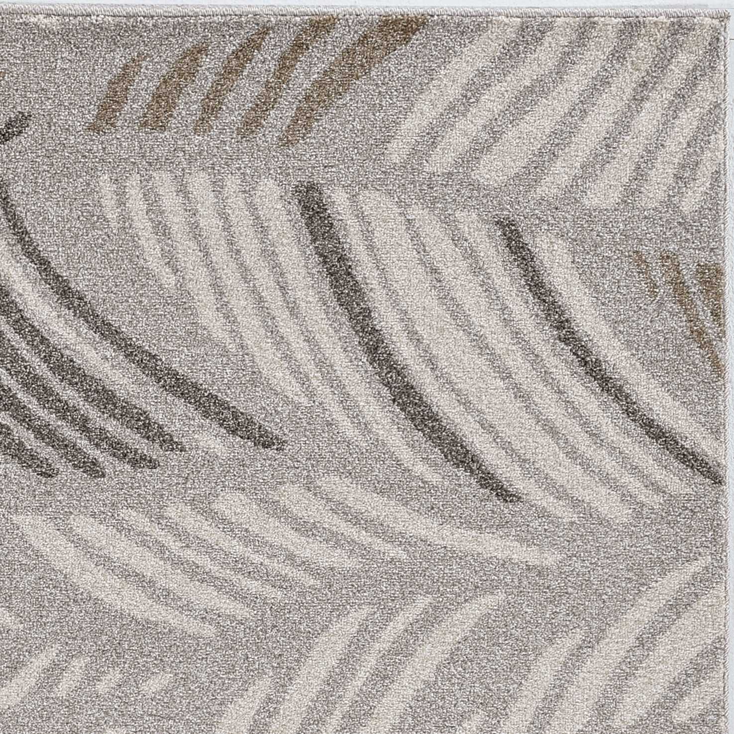 5x8 Grey Feather Brushstrokes Area Rug showcasing elegant patterns and neutral colors, perfect for indoor and outdoor use.