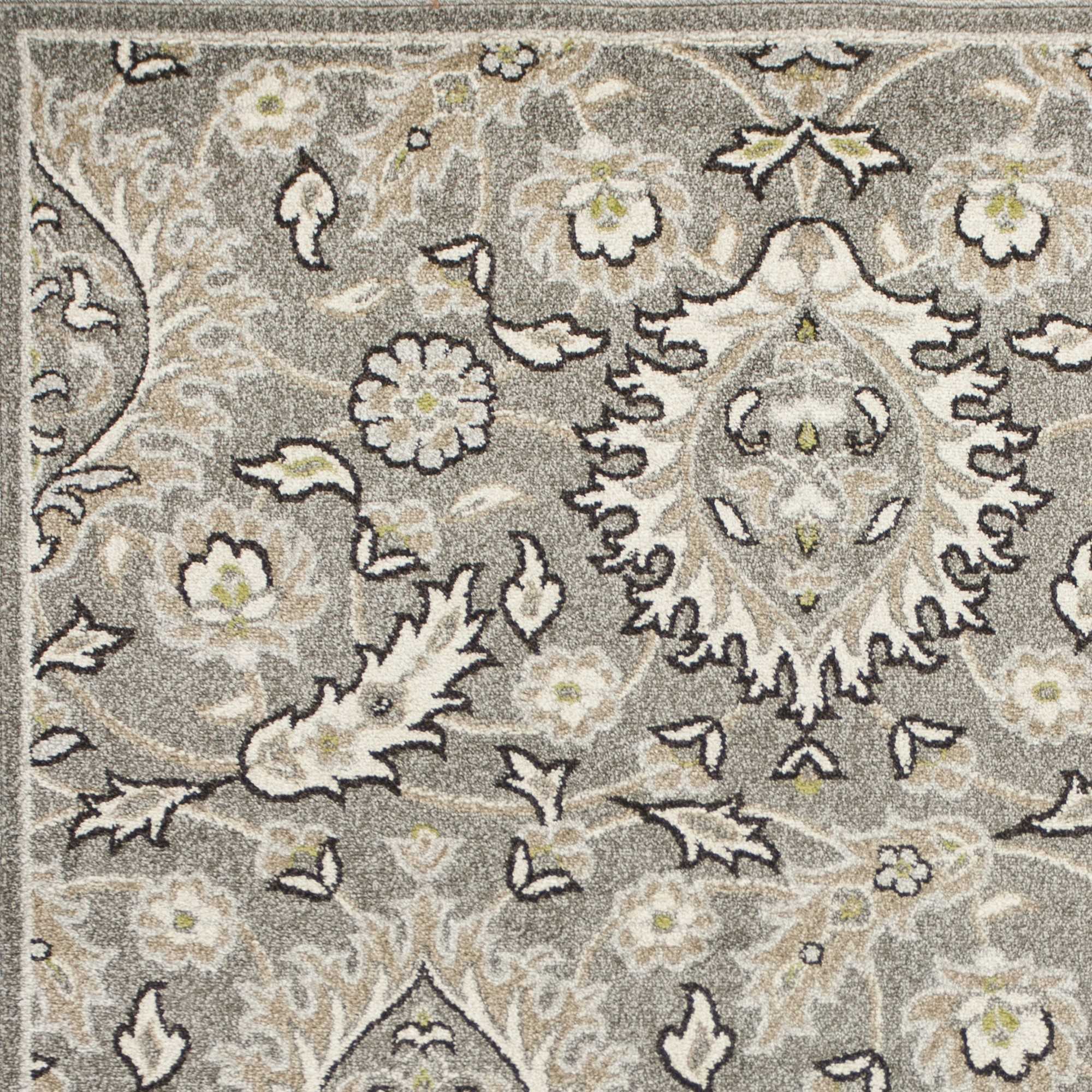 5 inches x 8 inches grey medallion UV treated area rug with elegant patterns, perfect for modern home decor.