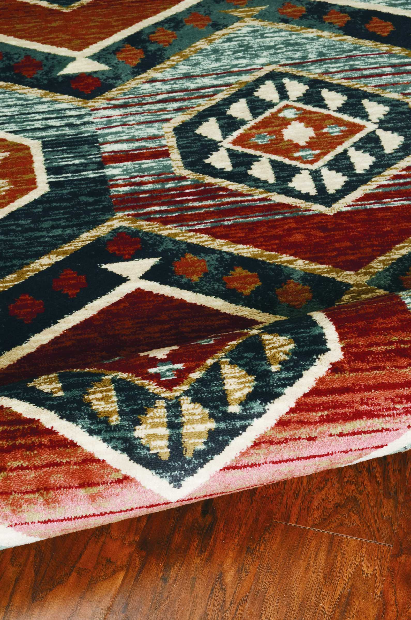 5 inches x 8 inches Red Aztec Diamond Area Rug featuring a vibrant red color and intricate diamond pattern, perfect for contemporary decor.