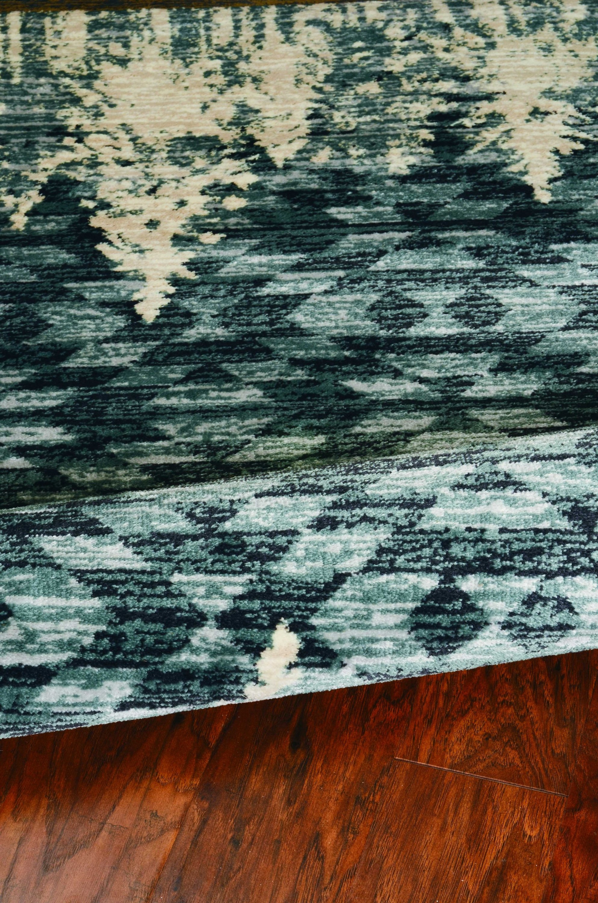 Slate Blue Winter Pine Trees Area Rug featuring a lodge-inspired design with pine trees, perfect for indoor decor.