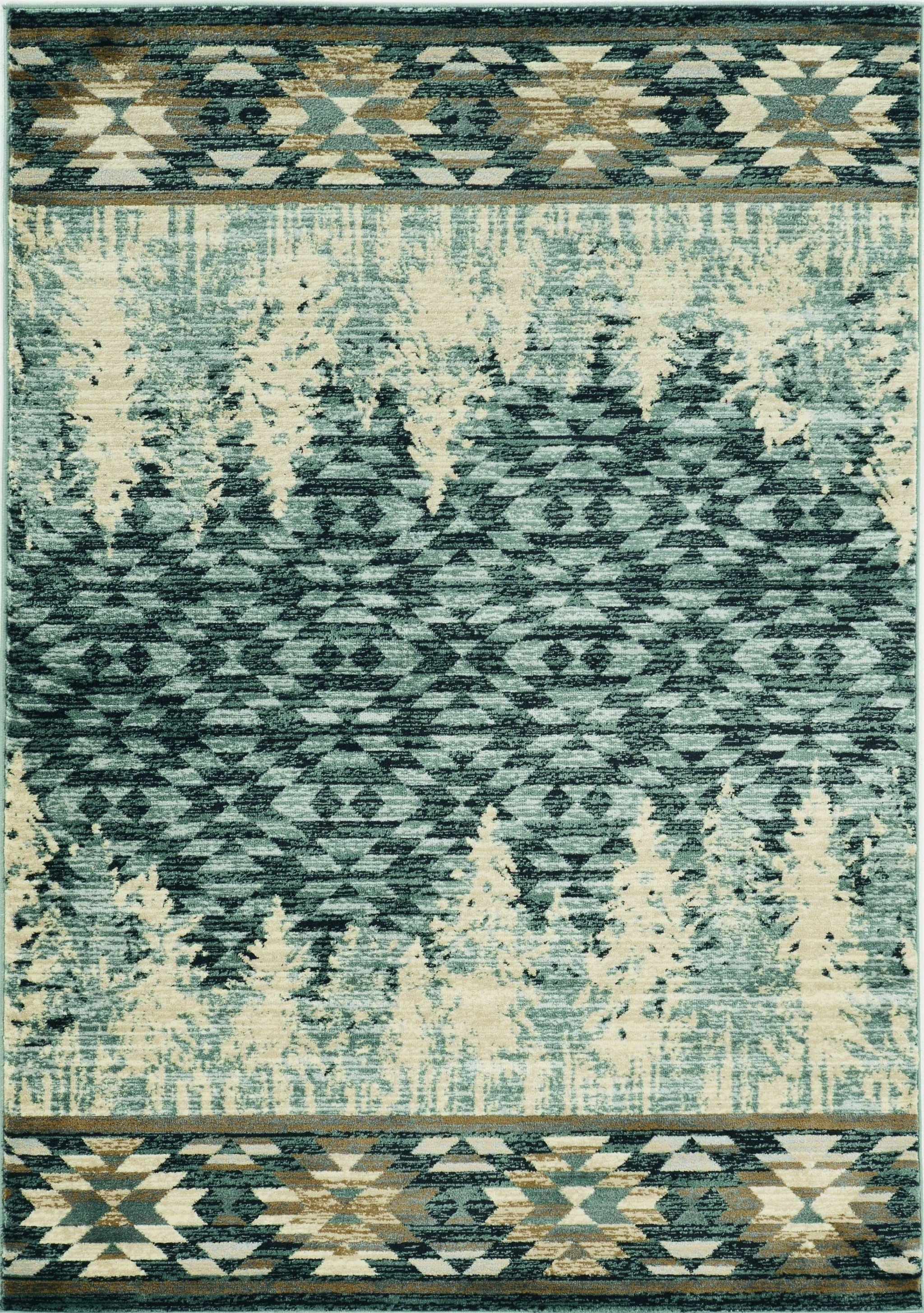 Slate Blue Winter Pine Trees Area Rug featuring a lodge-inspired design with pine trees, perfect for indoor decor.