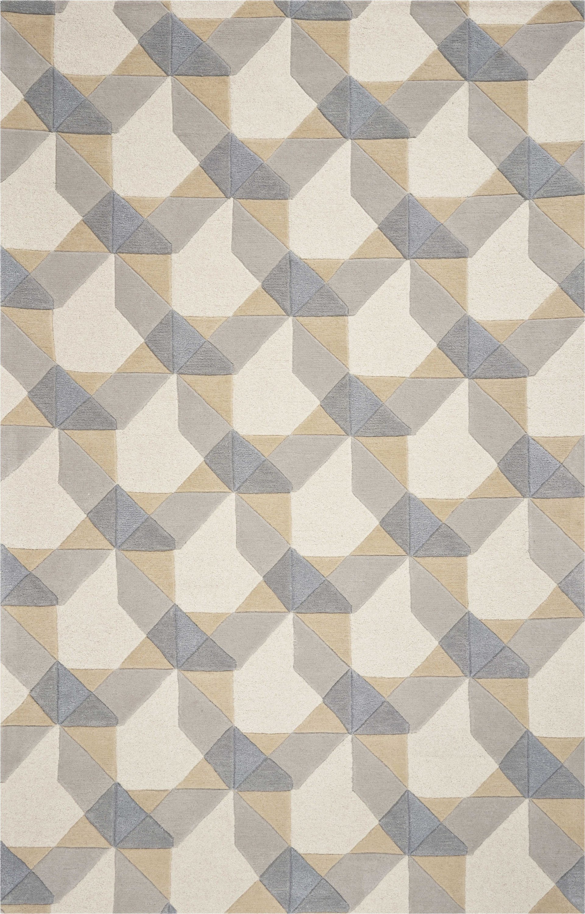 5x8 wool area rug in ivory and grey, showcasing a contemporary design with multi-textured wool.