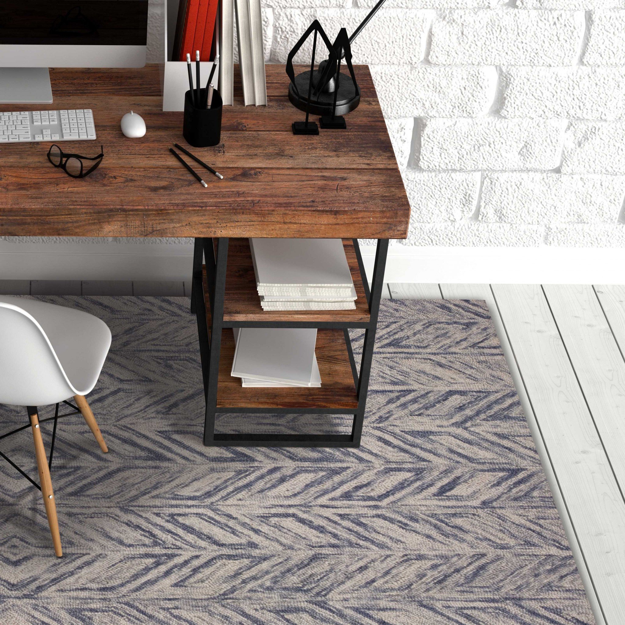 5x7 inches blue hand-tufted wool herringbone indoor area rug showcasing elegant design and quality craftsmanship.