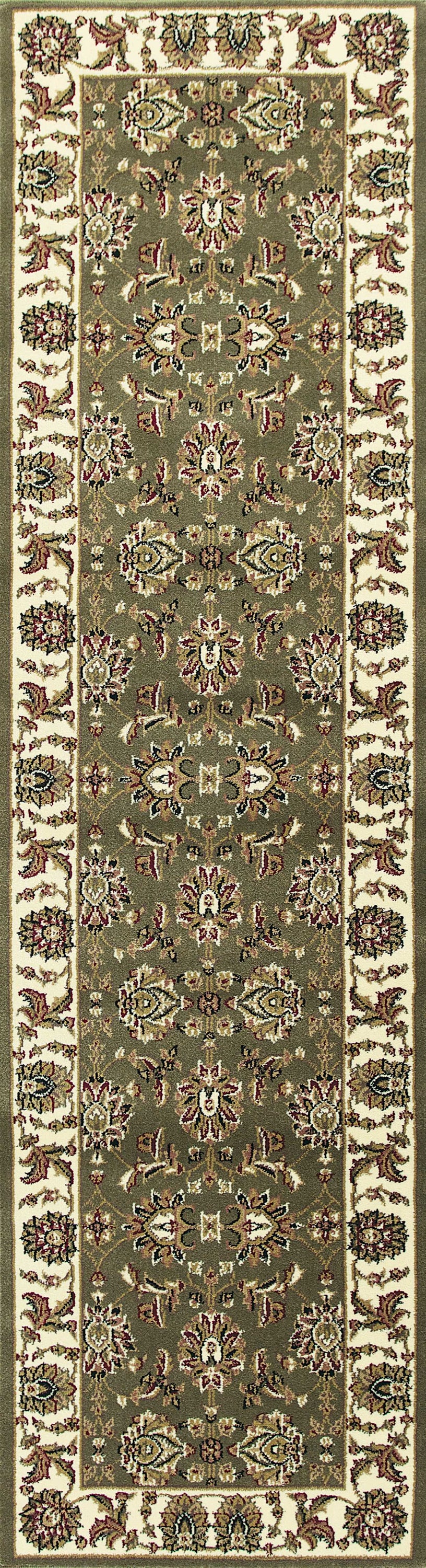 5 inches x 8 inches green ivory machine woven floral traditional indoor rug showcasing intricate floral patterns and vibrant colors.