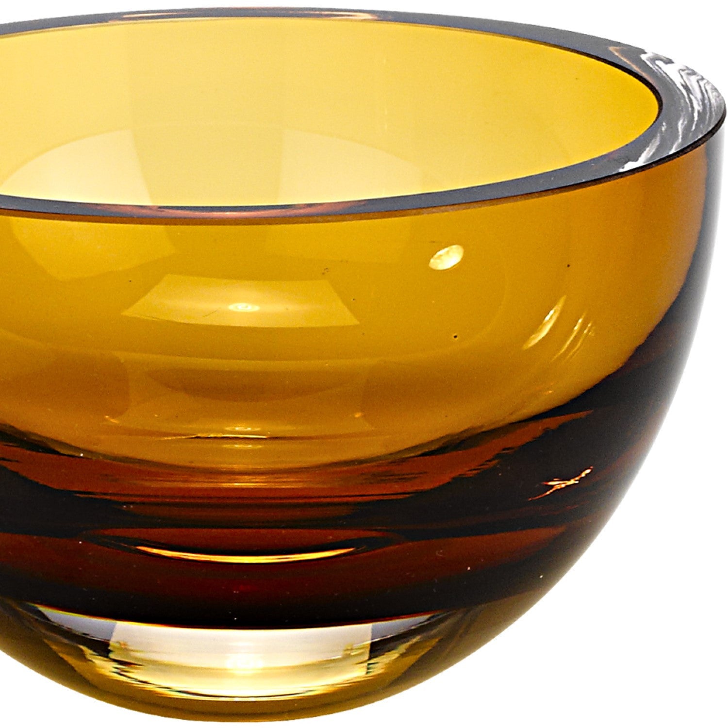 A stunning 6-inch amber crystal bowl, mouth blown and lead-free, showcasing elegant craftsmanship and perfect for serving food.