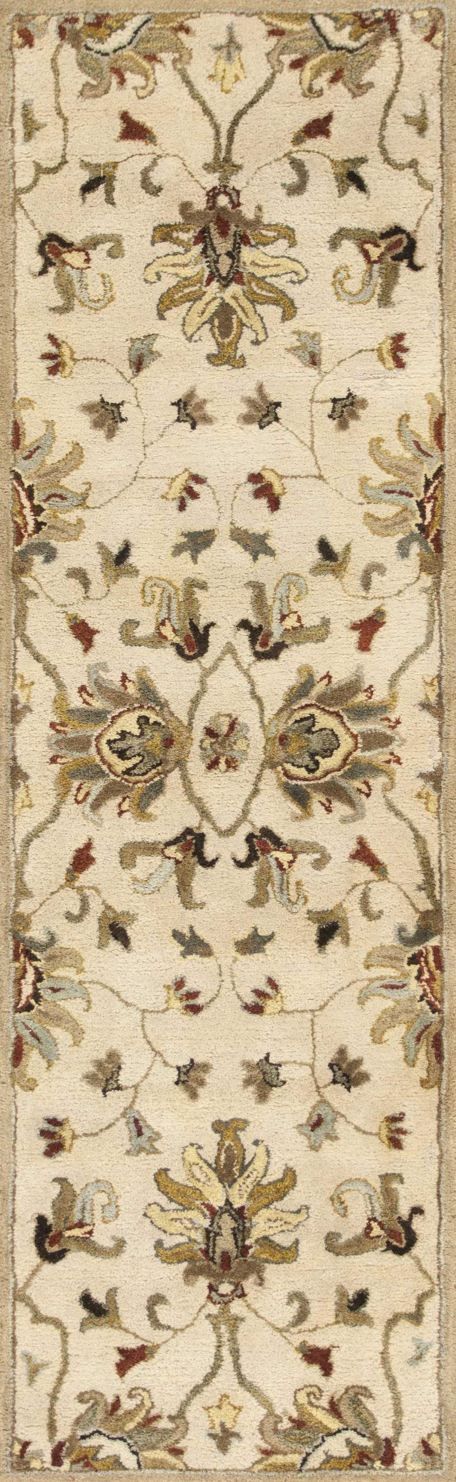 A stylish 60 x 90 ivory polyester rug, hand-hooked with a contemporary design, perfect for enhancing living spaces.