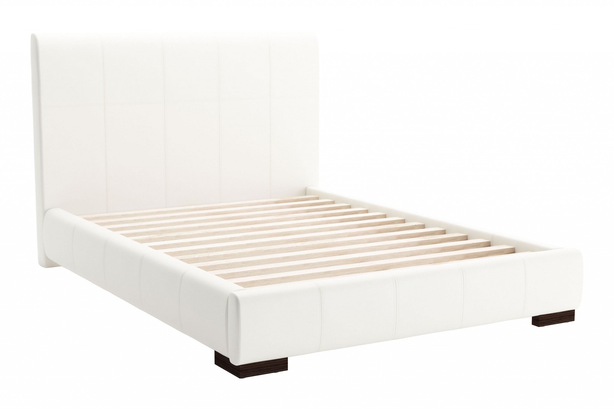 Amelie Full Bed in white leatherette with quilted design, showcasing a modern and elegant style.