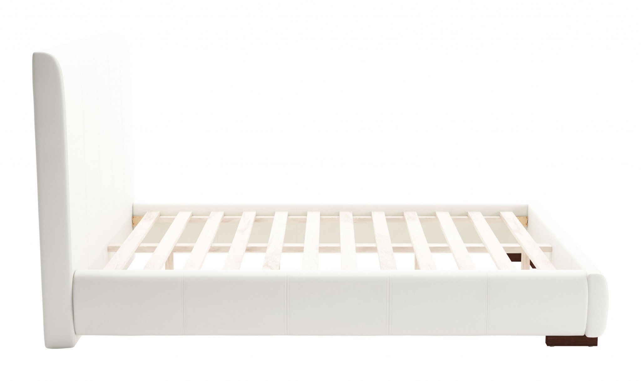 Amelie Full Bed in white leatherette with quilted design, showcasing a modern and elegant style.