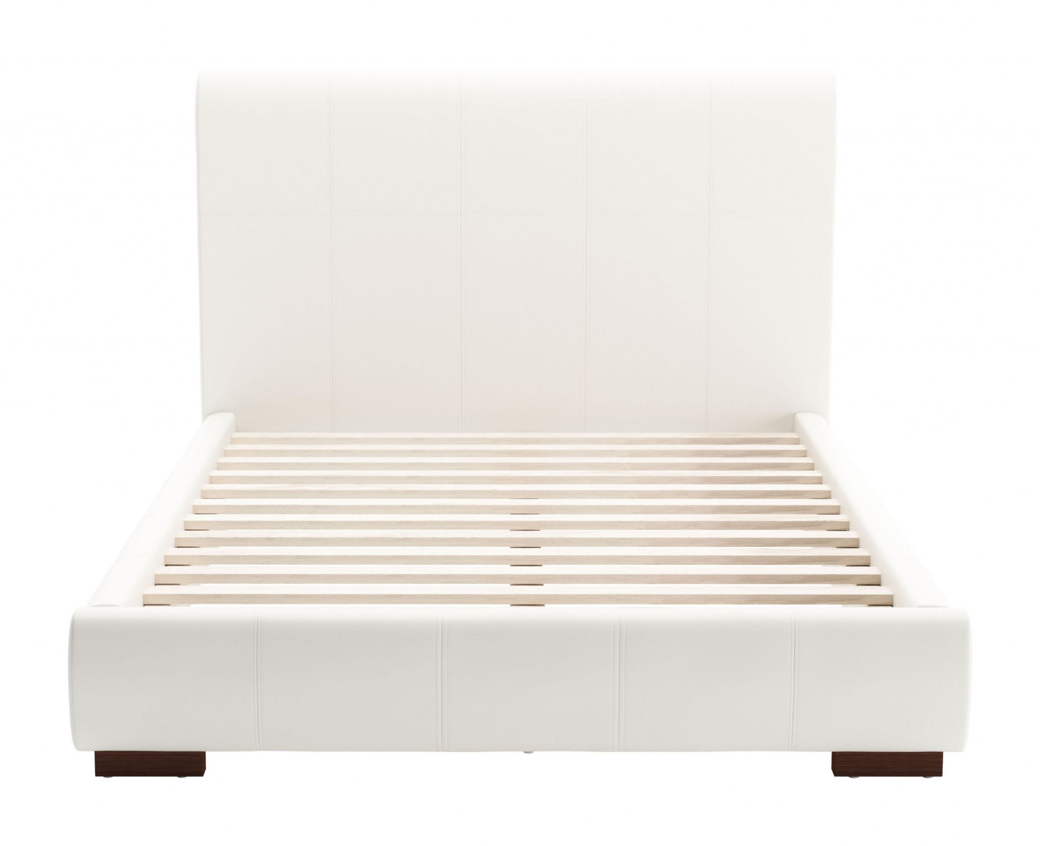 Amelie Full Bed in white leatherette with quilted design, showcasing a modern and elegant style.